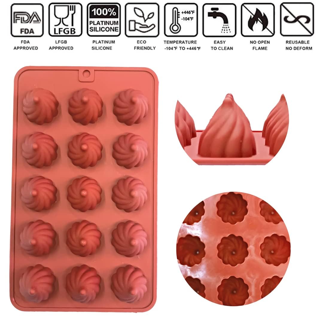 Kunya® 15 Cavity Modak Shape Silicone Chocolate Mold - Premium Food Grade Silicone Chocolate Molds for Ganesh Chaturthi, Diwali & Festive Treats - Perfect for Homemade Chocolates, Candies & Dessert Decorations