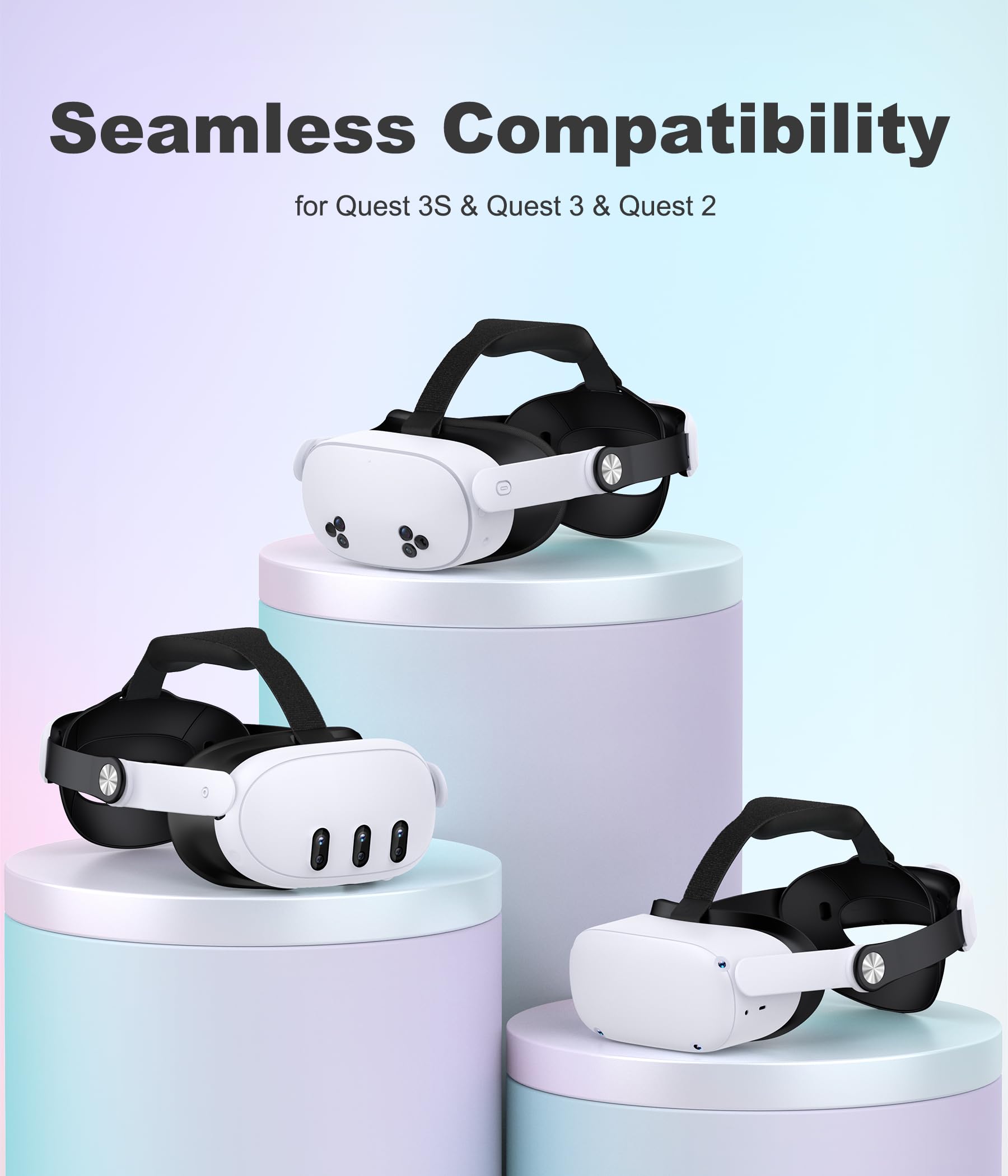 Meta Quest 3S/3/2 Adjustable Head Strap Replacement - Lightweight VR Headset Strap for Enhanced Support & Comfort | Reduces Pressure on Oculus Headsets | Perfect for Gaming, VR Fitness & Extended Play Sessions