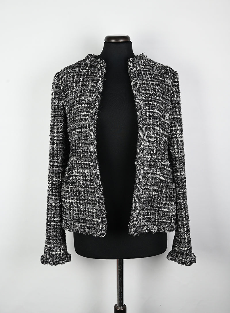 Valentino Black & White Bouclé Jacket - Size 42 | Luxury Women's Outerwear for Office & Evening Events