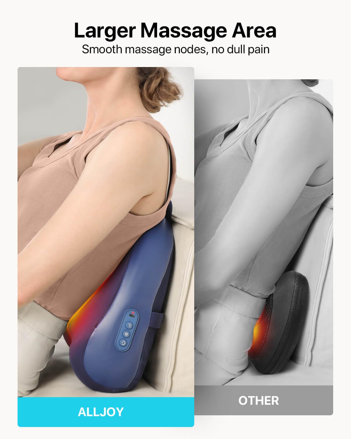 ALLJOY Wireless Shiatsu Massager with Heat - 3D Rotating Massage Heads for Neck, Shoulder & Back Pain Relief - Perfect for Home, Office & Car Use - Ideal Gift for Relaxation & Stress Relief