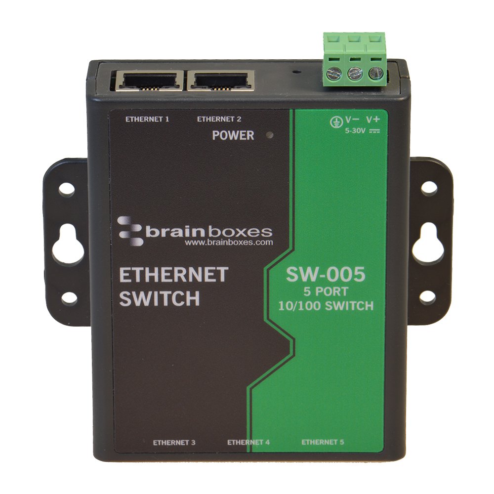 Brainboxes SW-005 5 Port Gigabit Unmanaged Ethernet Network Switch - Wall Mountable, Plug & Play for Home Office, Gaming, and Small Business Networking