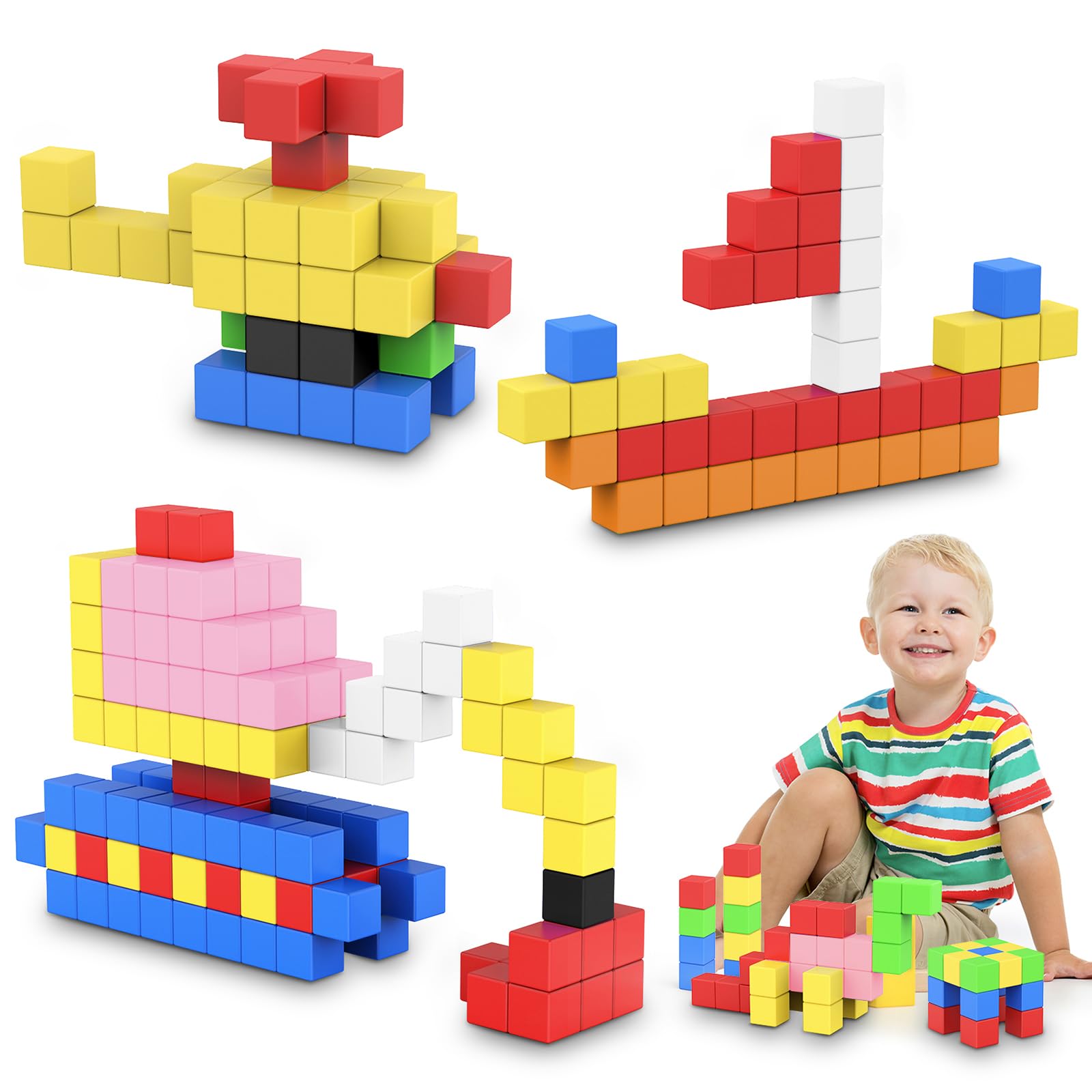 ROMDS 64 PCS Magnetic Building Blocks for Toddlers 3-8 Years - STEM Sensory Toys for Kids Indoor Play