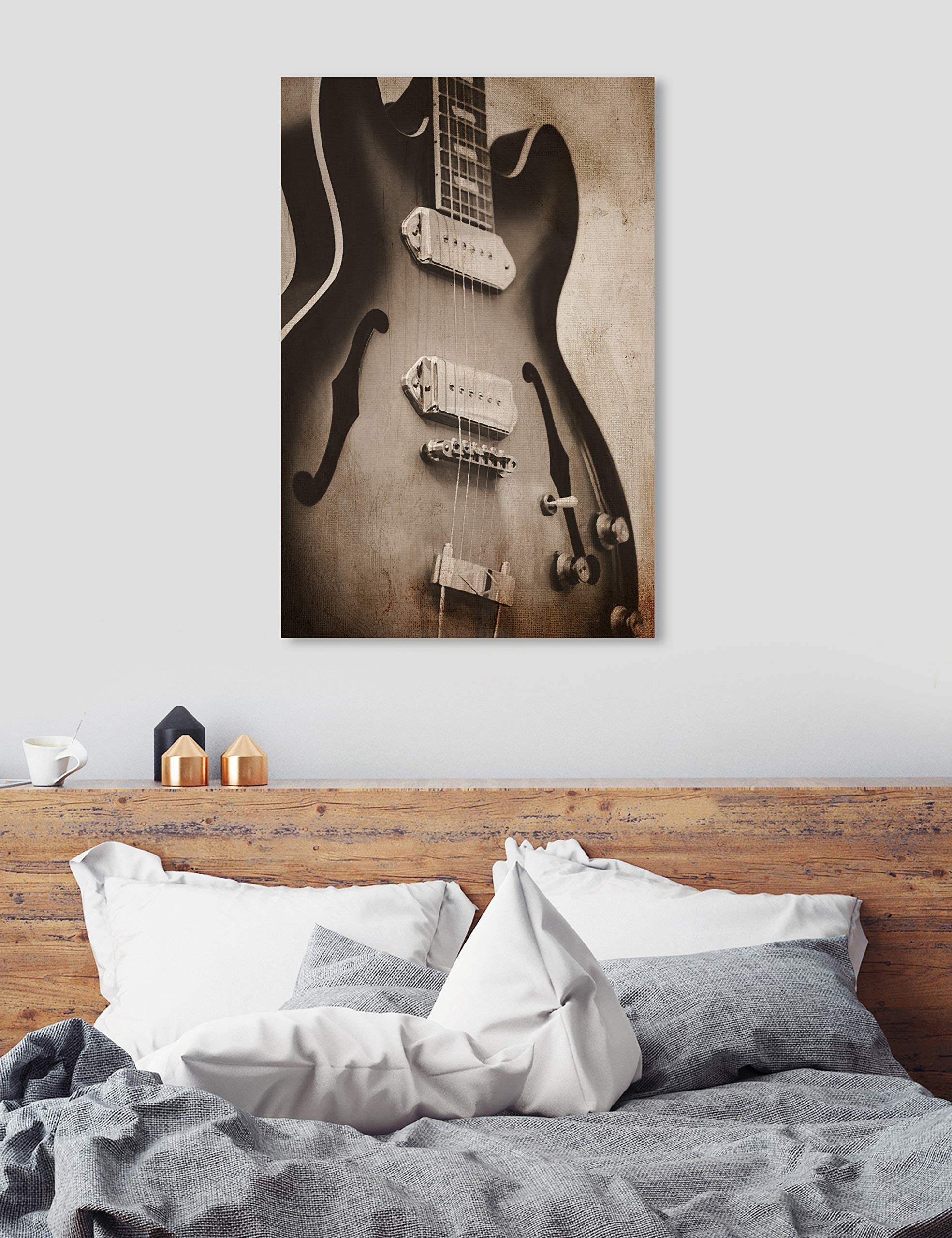 Oliver Gal Artist Co. 'Guitar Days' Music Themed Wall Art Canvas Print - 40x60 Inches Brown & White Home Decor - Perfect for Living Room, Bedroom & Music Studio Decorations