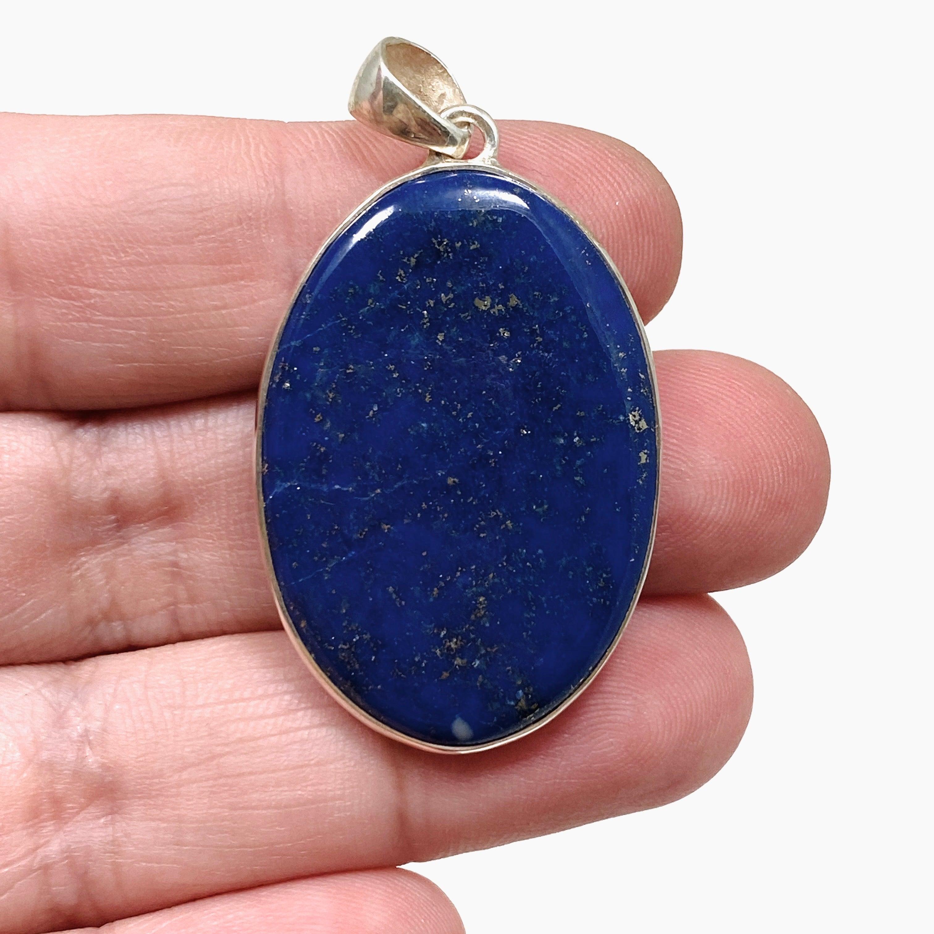 Lapis Lazuli Oval Pendant Necklace - 925 Sterling Silver Jewelry for Women - Elegant Healing Stone Gift for Meditation & Spiritual Protection