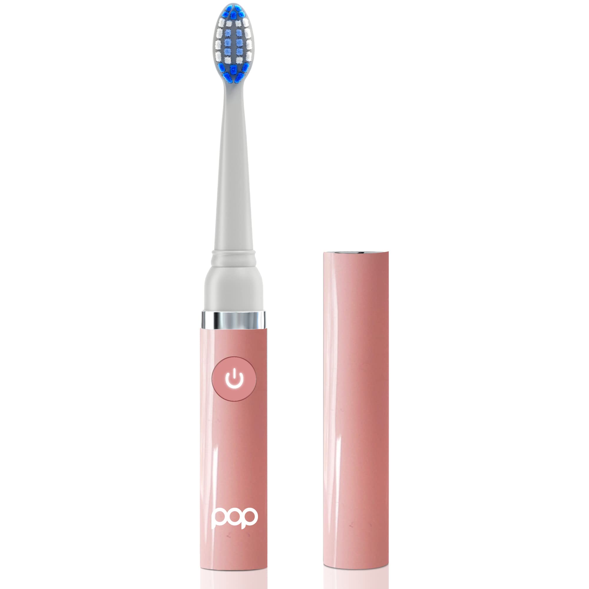 Pop Sonic Electric Toothbrush for Kids & Travel - Pastel Pink, 2 Speed Modes (15,000-30,000 RPM), AAA Battery Powered with Dupont Nylon Bristles | Perfect for Home, School & Family Trips