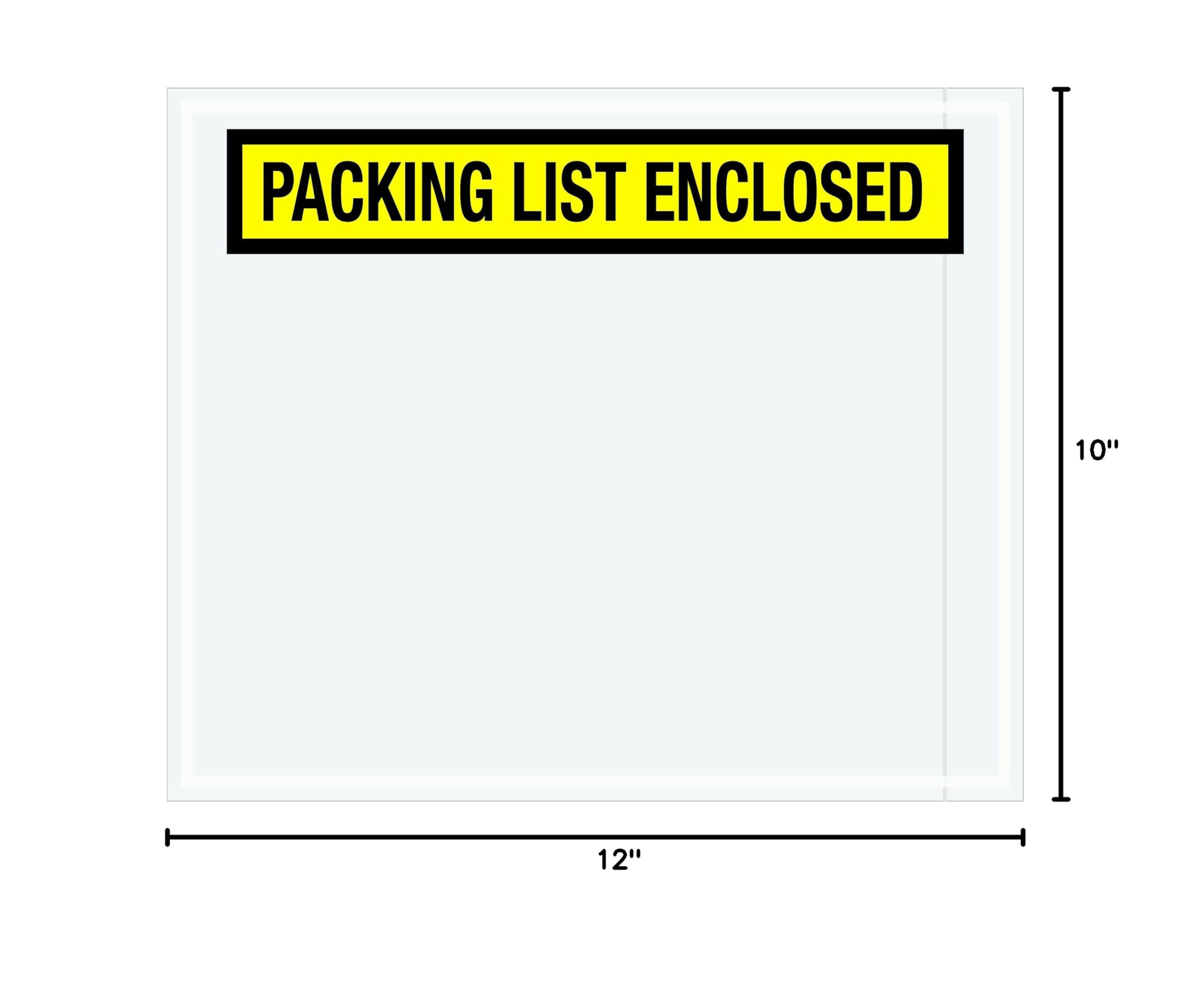 Tape Logic TLPL433 Packing List Enclosed Envelopes - 10x12 Inch Yellow Shipping Envelopes with Panel Face (500 Pack) for Ecommerce, Warehouse & Office Document Organization