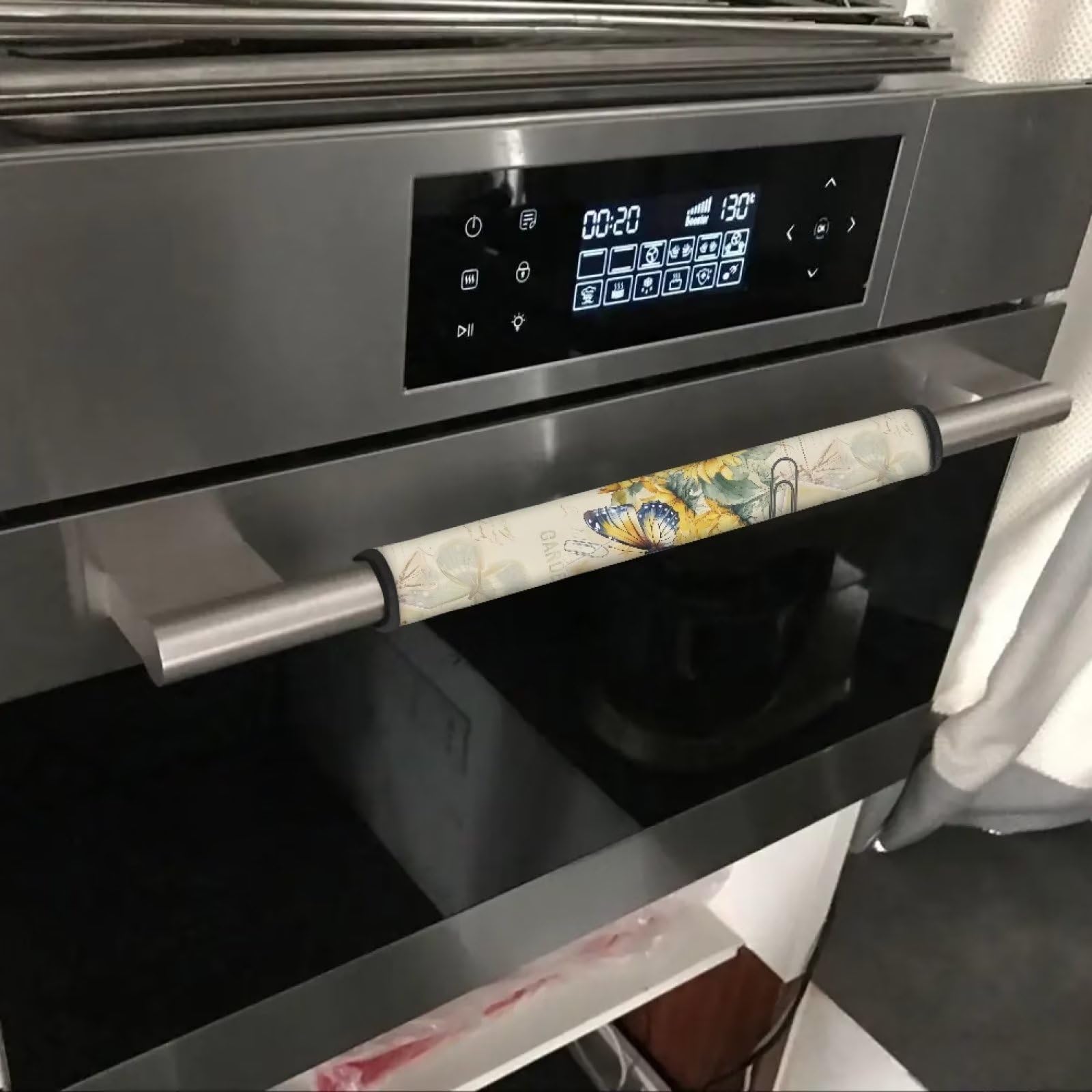 Sunflower Butterfly Print Refrigerator & Microwave Handle Covers Set of 4 - Non-Slip Scratchproof Protective Covers for Kitchen Appliances (Oven, Dishwasher, Cabinet) - Perfect for Home Decor & Kitchen Organization
