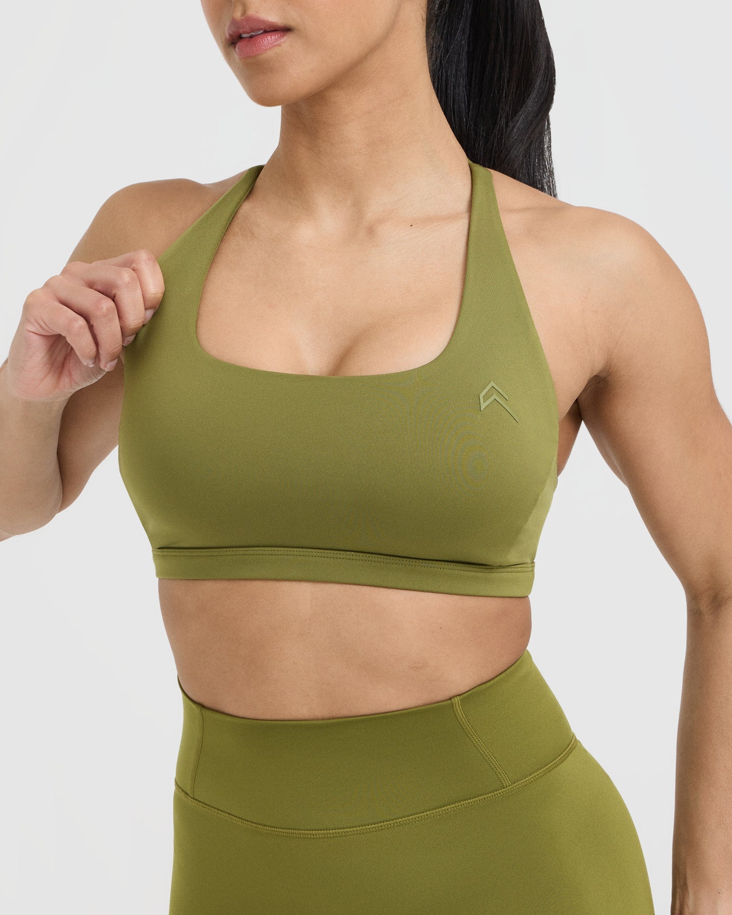 Timeless Square Neck Sports Bra for Women - Olive Green Workout Top for Yoga, Running & Gym | High Support & Comfort