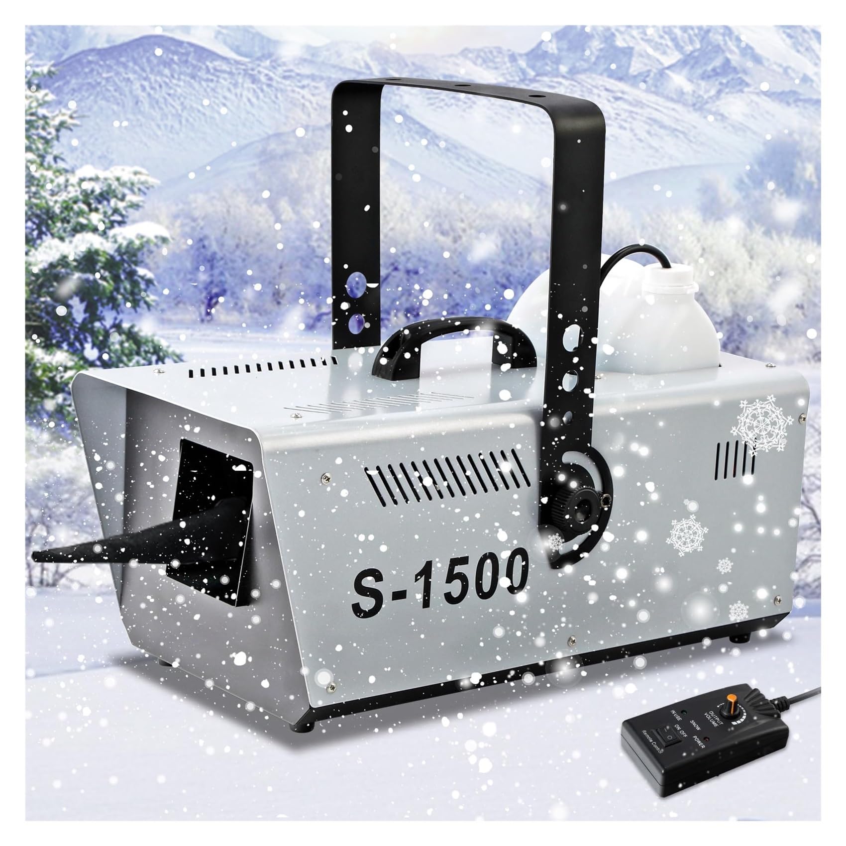 1500W Professional Fake Snow Machine - Indoor/Outdoor Snow Maker for Stage Effects, DJ Parties, Christmas, Weddings & Events | Includes Remote Controller for Easy Operation | Perfect for Holiday Decorations, Themed Parties & Winter Wonderland Displays