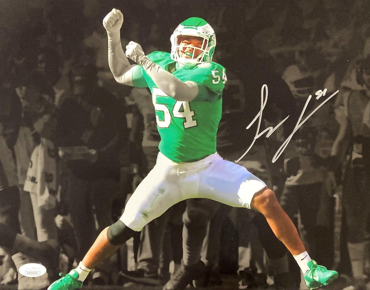 Jeremiah Trotter Jr Autographed 11x14 Philadelphia Eagles Football Photo with JSA Certificate - Perfect for Eagles Fans, Sports Memorabilia Collectors, and Home Office Decor