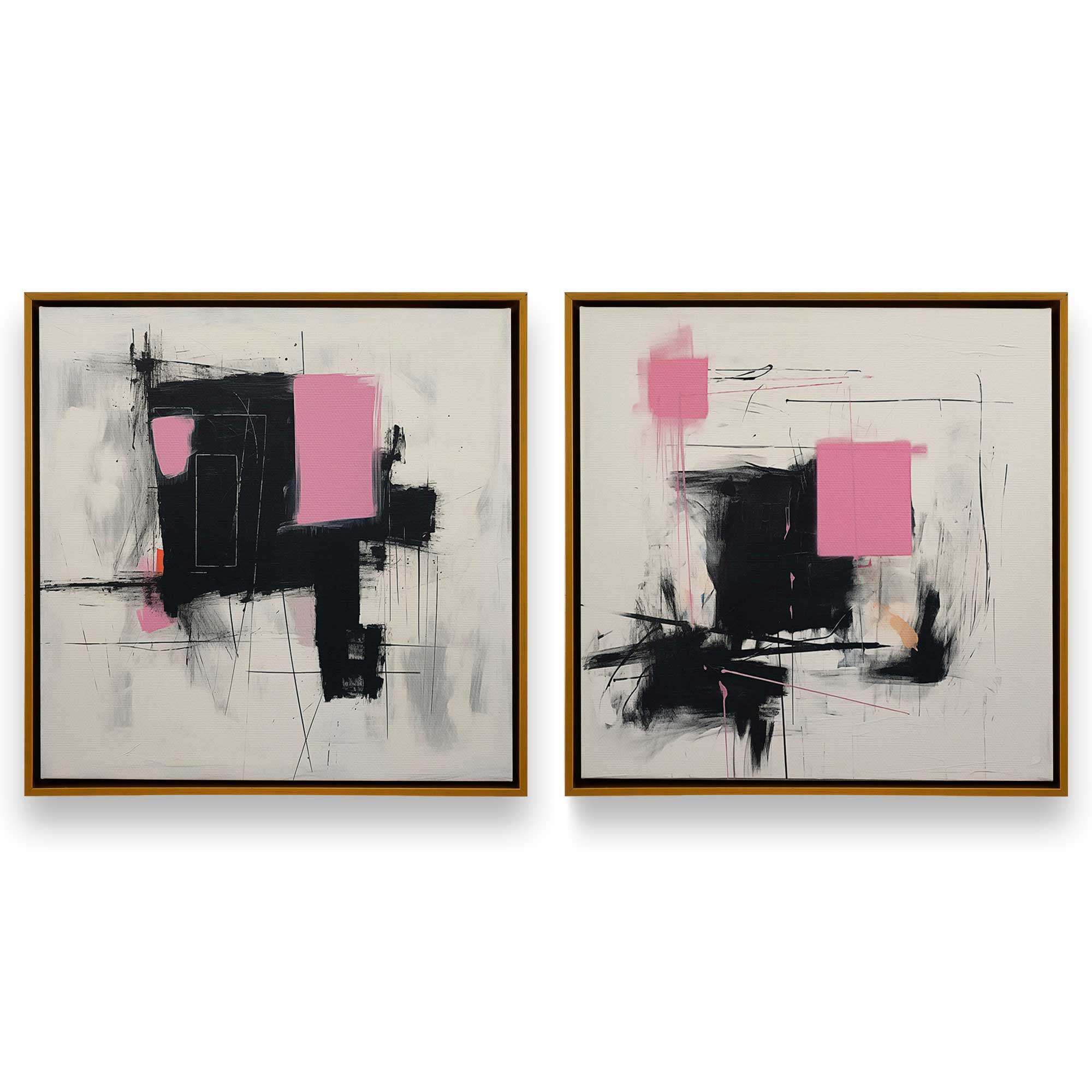 Graphite Pink Fusion Set of 2 Canvas Prints - Modern Wall Art for Living Room, Bedroom & Office Decor