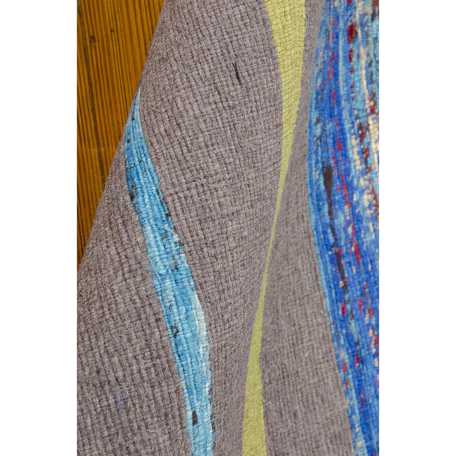 Nourison Spectrum Striped Grey/Turquoise 3'9