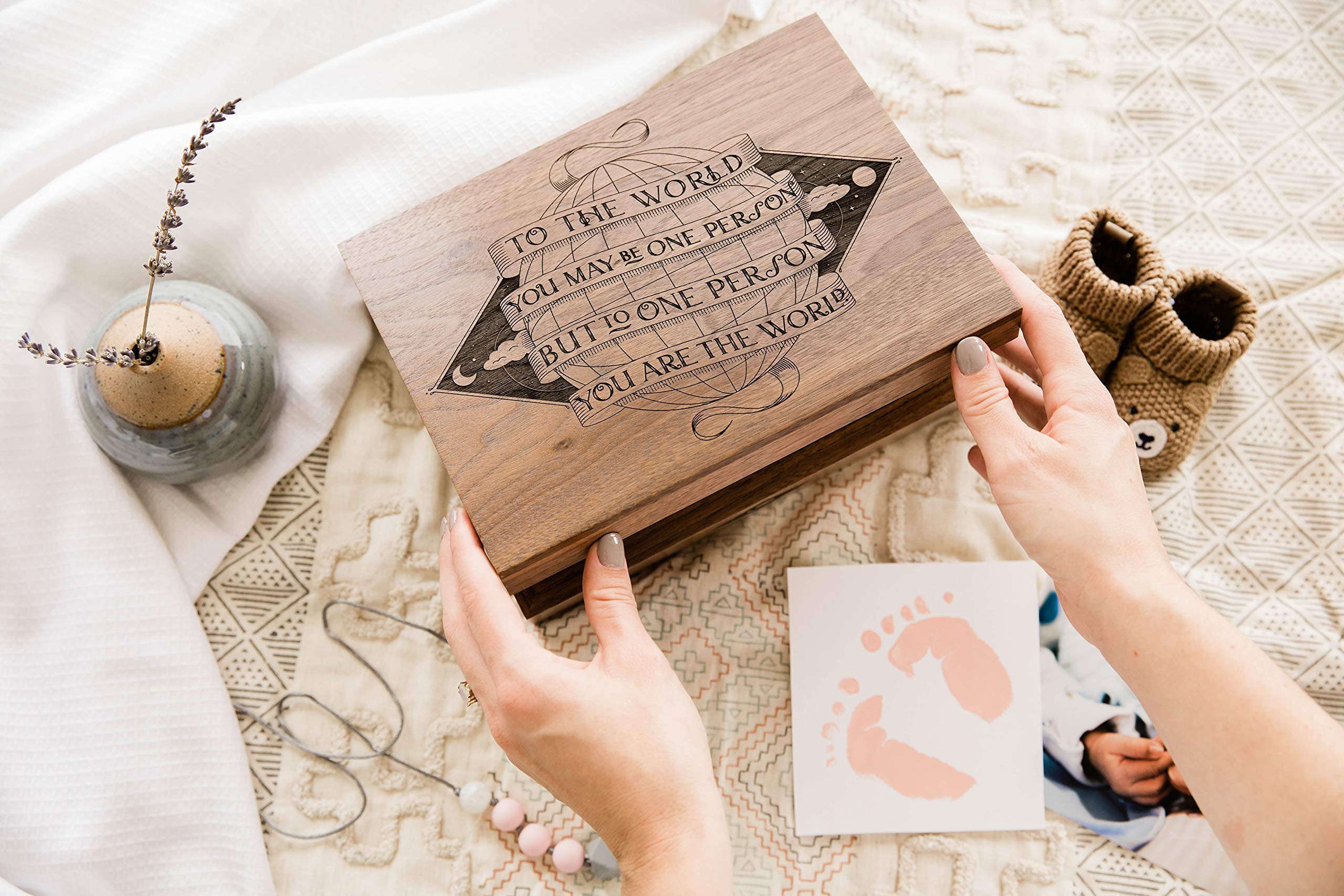 Personalized Wood Keepsake Box - Custom Engraved Gift for Anniversary, Wedding, Baby Shower & Memory Storage | Perfect for Home Decor, Jewelry Organizer & Special Occasion Gifts