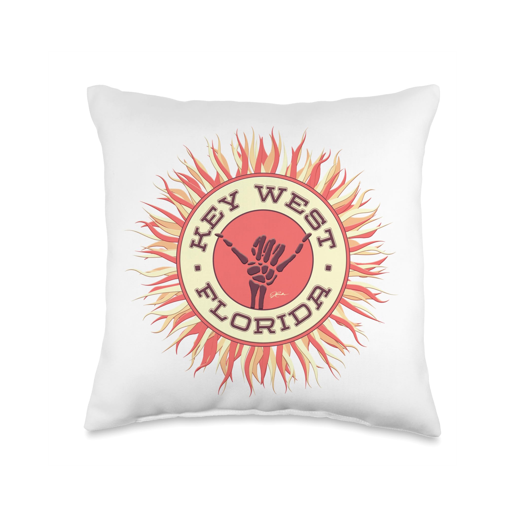 Key West Florida Beach Throw Pillow - Tropical Coastal Decor for Sofa, Bed & Outdoor Patio - Soft Decorative Cushion for Living Room, Porch or Vacation Home