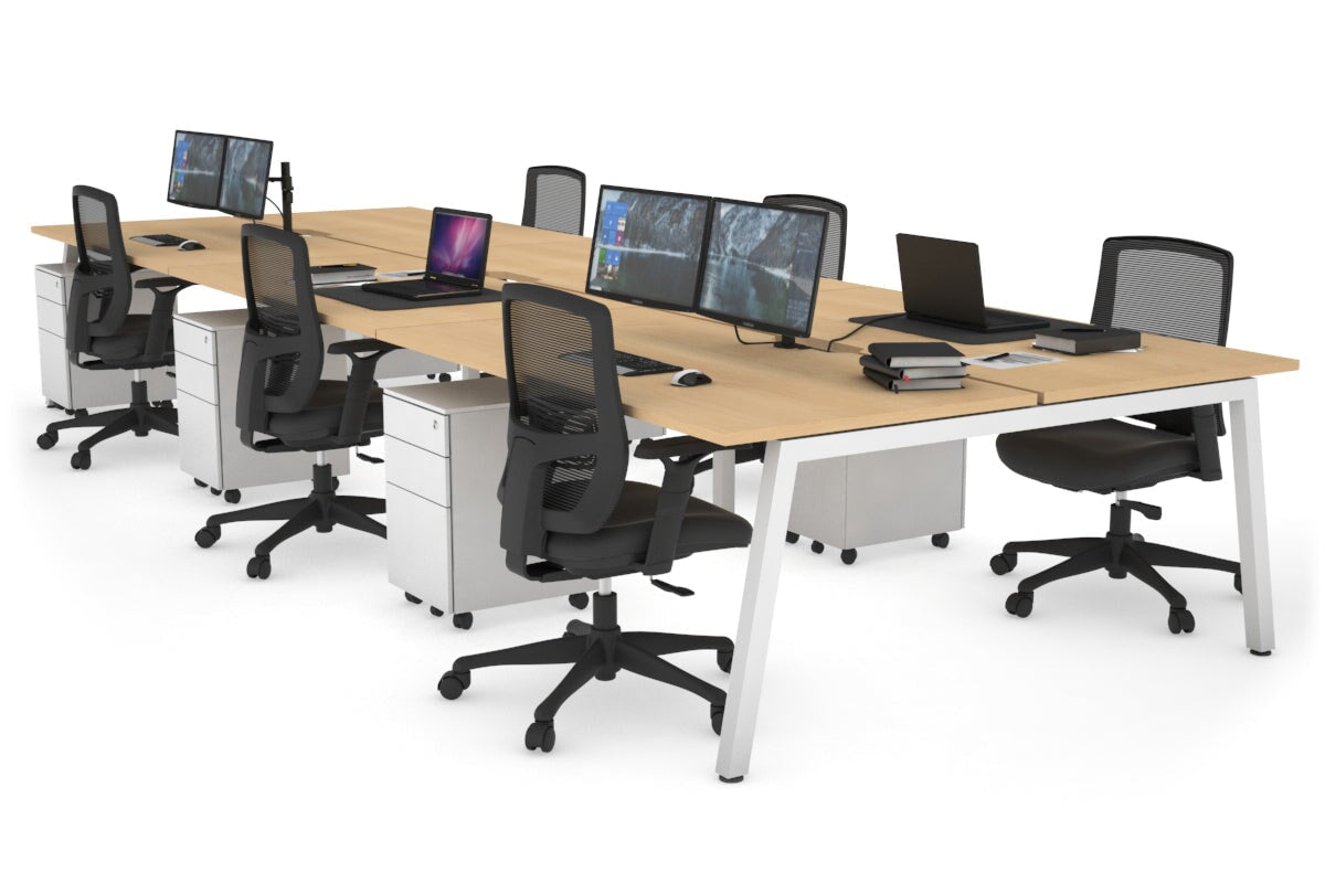 Quadro 6-Person Office Workstation Desk - 1800L x 800W with Cable Management Scallop | Modern Office Furniture for Team Collaboration & Workspace Organization