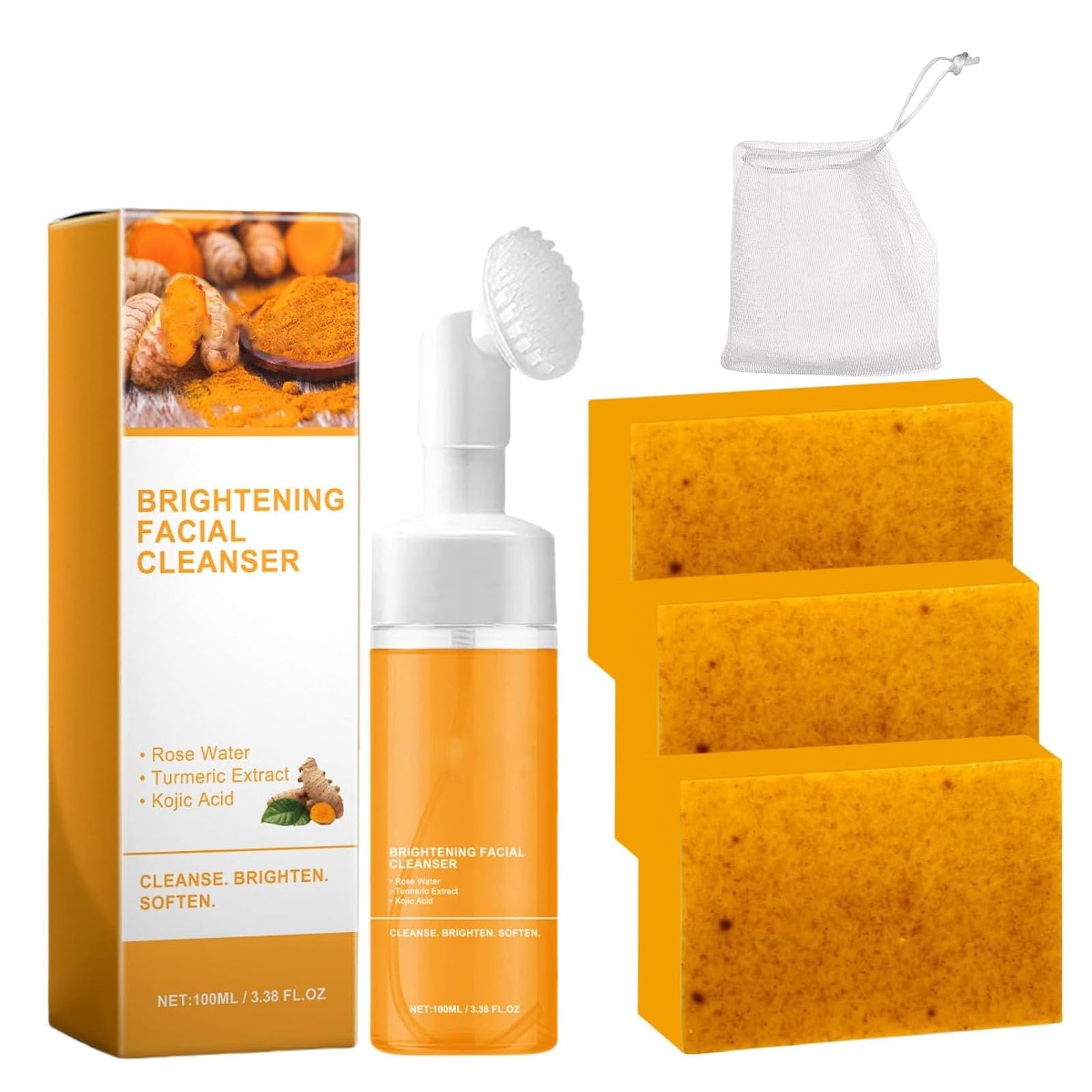 Turmeric Face Wash & Soap Set - Brightening Skincare Combo for Glowing Skin