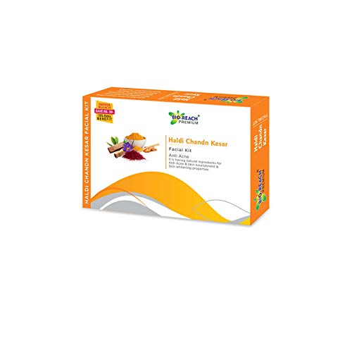 BIO-REACH Haldi Chandan Kesar Facial Kit 125g - 5-in-1 Skin Nourishment & Brightening Treatment for Women | Natural Glow & Whitening Care | Perfect for Daily Skincare & Special Occasion Prep