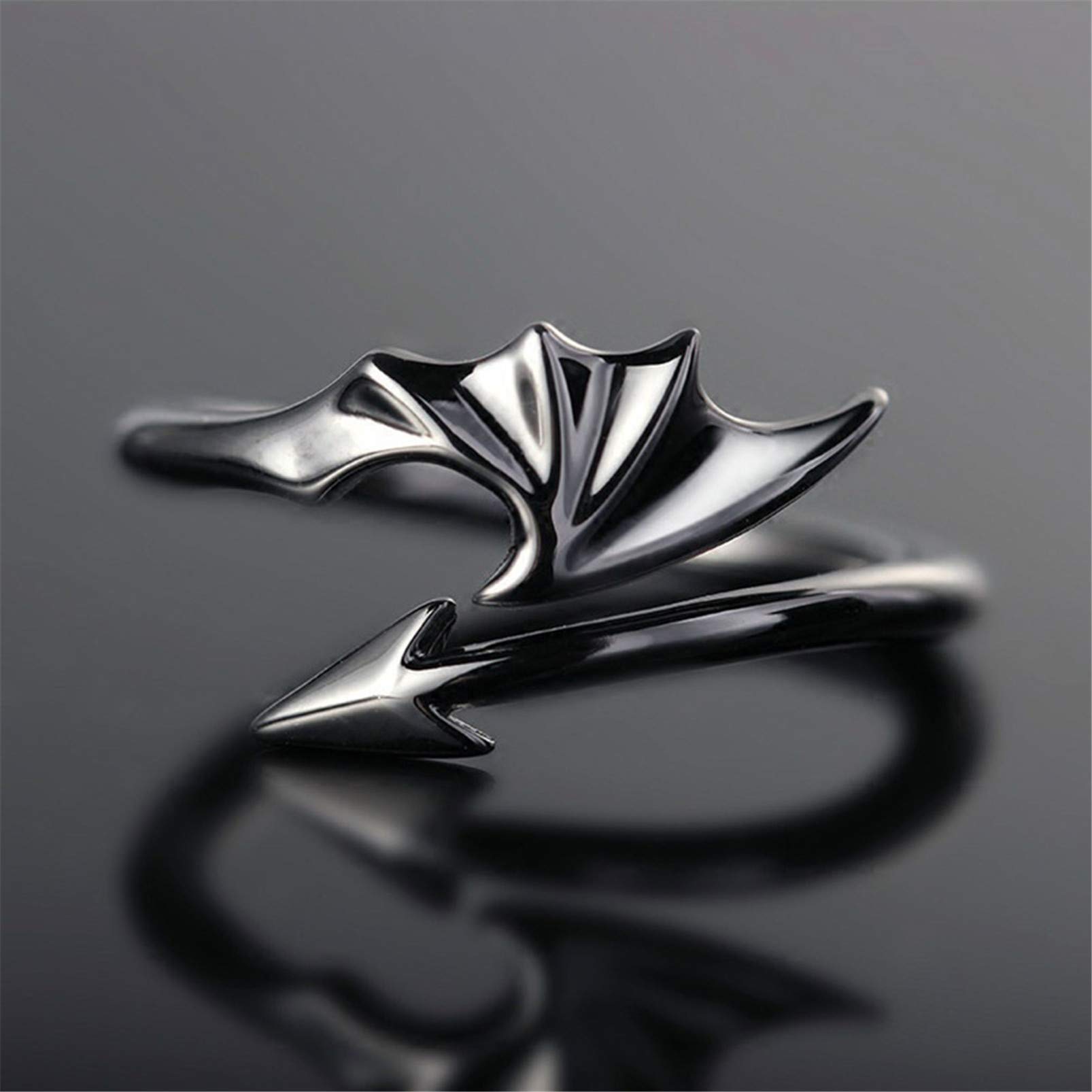 LoveAloe Punk Angel Devil Wings Adjustable Rings Set - Gothic Dragon Arrow Open Rings for Women & Men - Perfect for Halloween, Cosplay, and Night Out Accessories