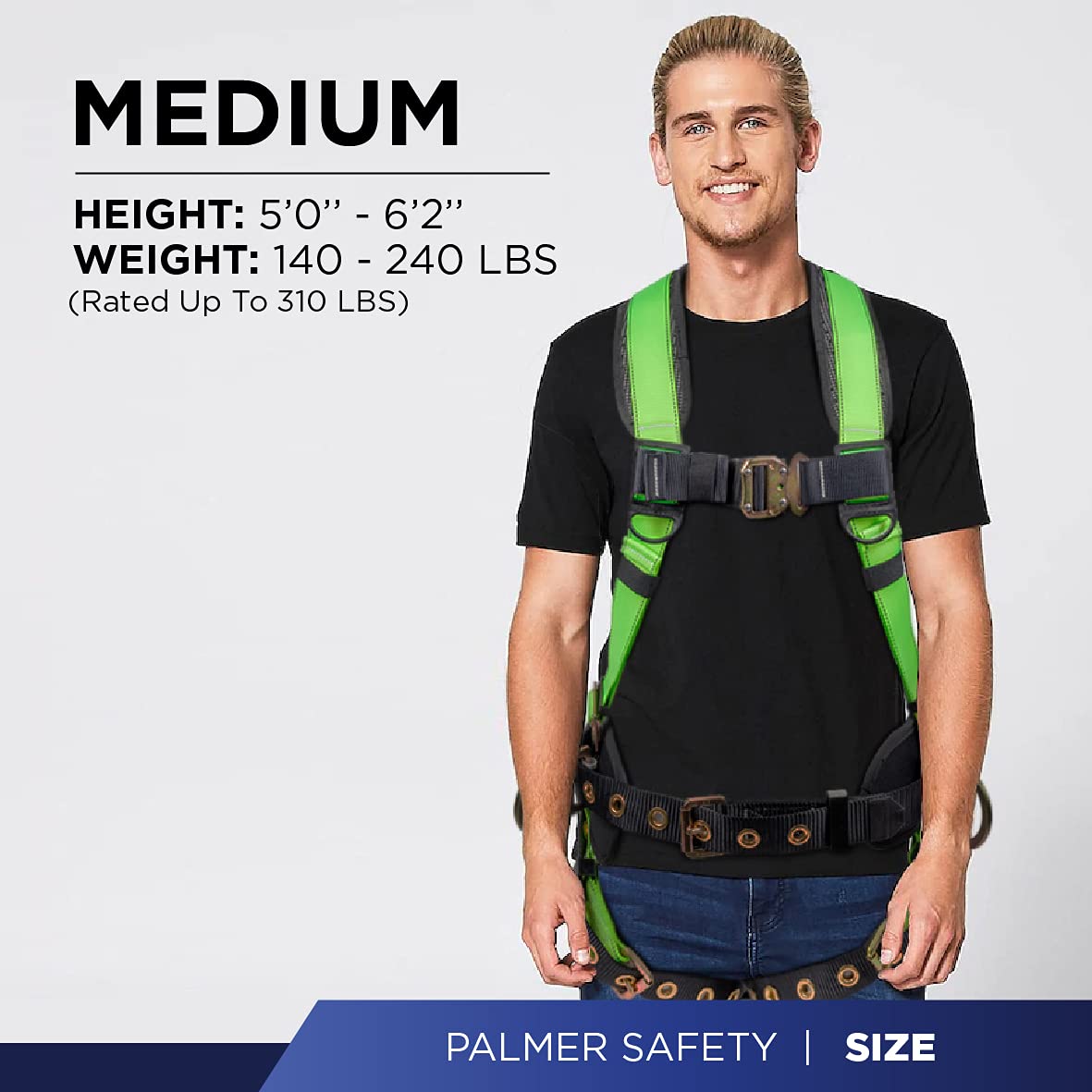 Palmer Safety Fall Protection Harness - Hammerhead Series Premium Safety Kit with Lanyard & D-Ring Extender | OSHA Compliant Work Harness for Construction, Roofing & Industrial Use