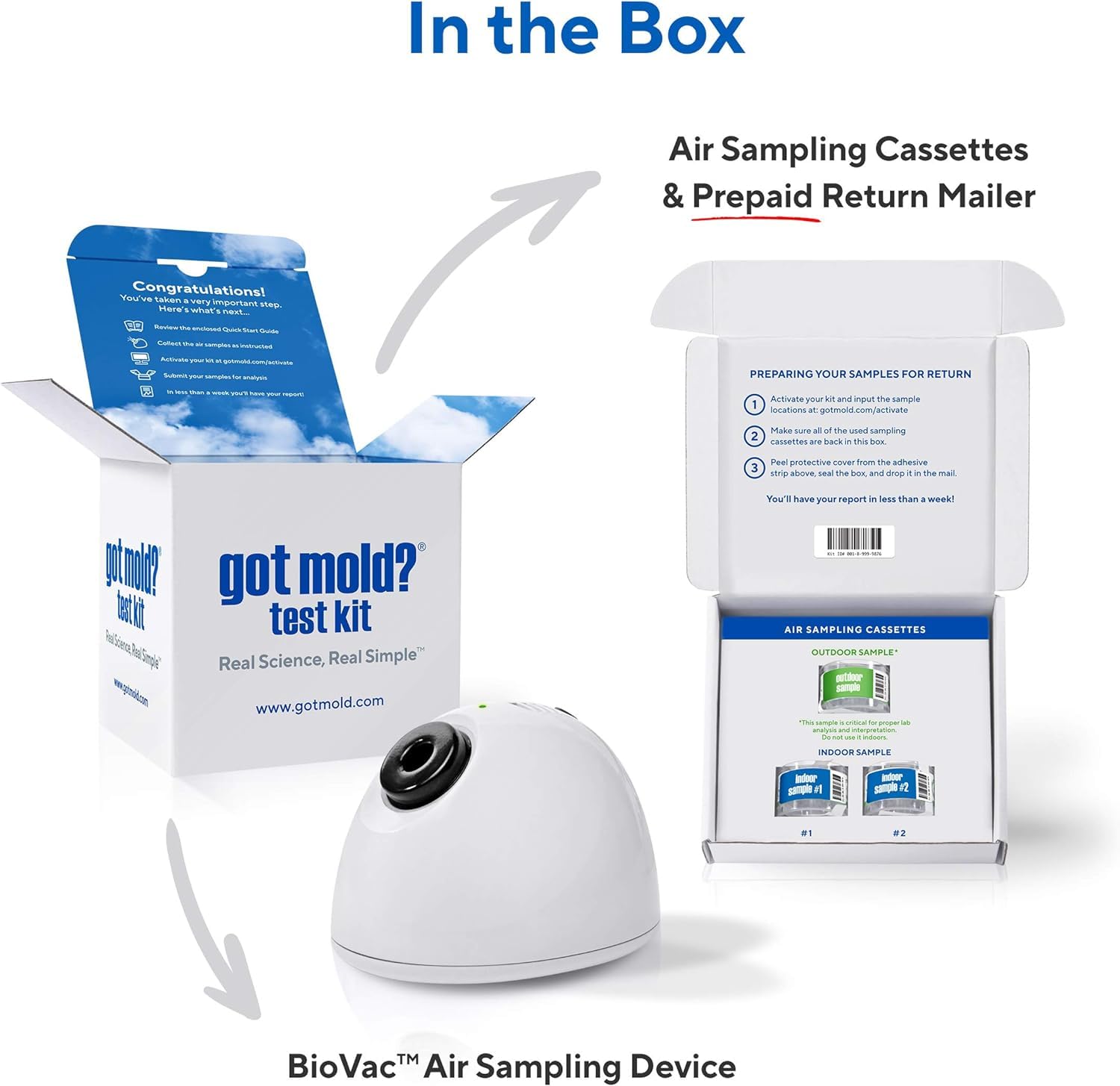 Professional Mold Test Kit for Home - 2 Room Air Quality Testing with Reusable BioVac™ Sampler | Accurate Mold Type & Quantity Analysis | Ideal for Basement, Bedroom & Office Air Safety