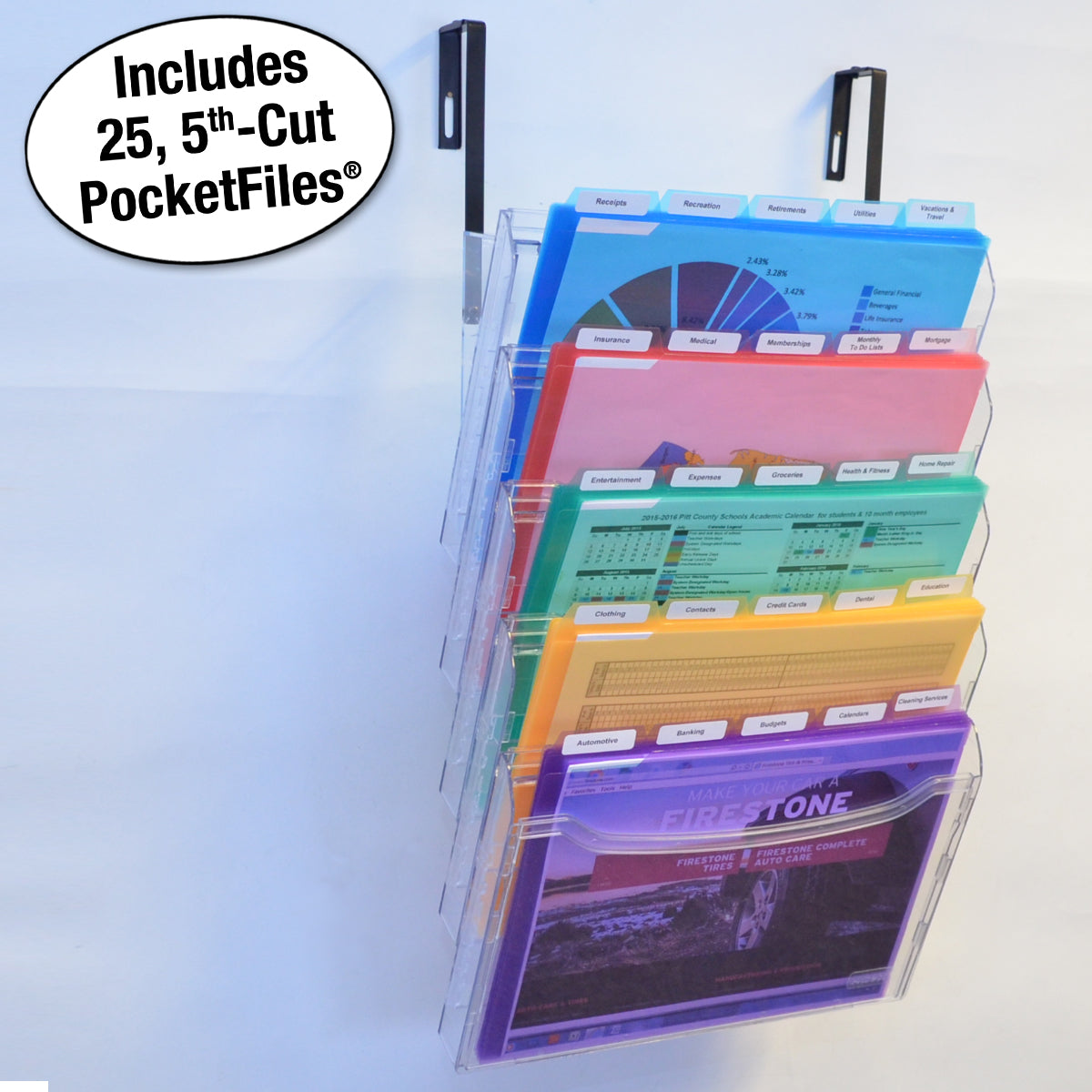 Ultimate Office StationMate™ 5 Compartment Cubicle File Folder Holder - Over the Panel Partition Organizer with 5th/3rd Cut PocketFile™ for Documents | Perfect for Office, Home Workspace & Corporate Environments