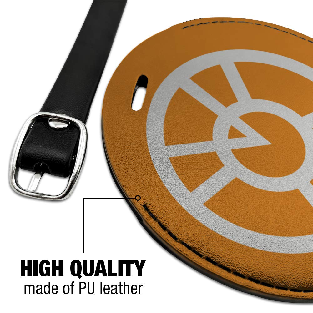 Green Lantern & Orange Lantern Logo Round Leather Luggage Tag - Durable ID Card Holder for Travel Bags, Suitcases & Backpacks - Perfect for Comic Conventions, Superhero Fans & Cosplay Events