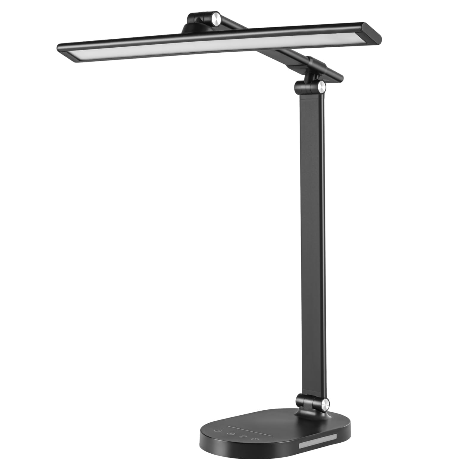 Adjustable LED Desk Lamp with 5-Level Dimmable Brightness (3000-6500K) - Foldable Touch Control Office Reading Lamp for Study, Bedroom & Workspace - Black