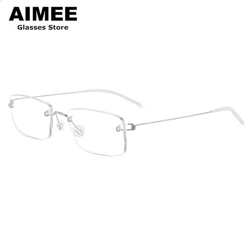 Aimee Unisex Rimless Square Screwless Titanium Eyeglasses 2120 - Lightweight Durable Frame for Reading, Computer Work & Everyday Wear