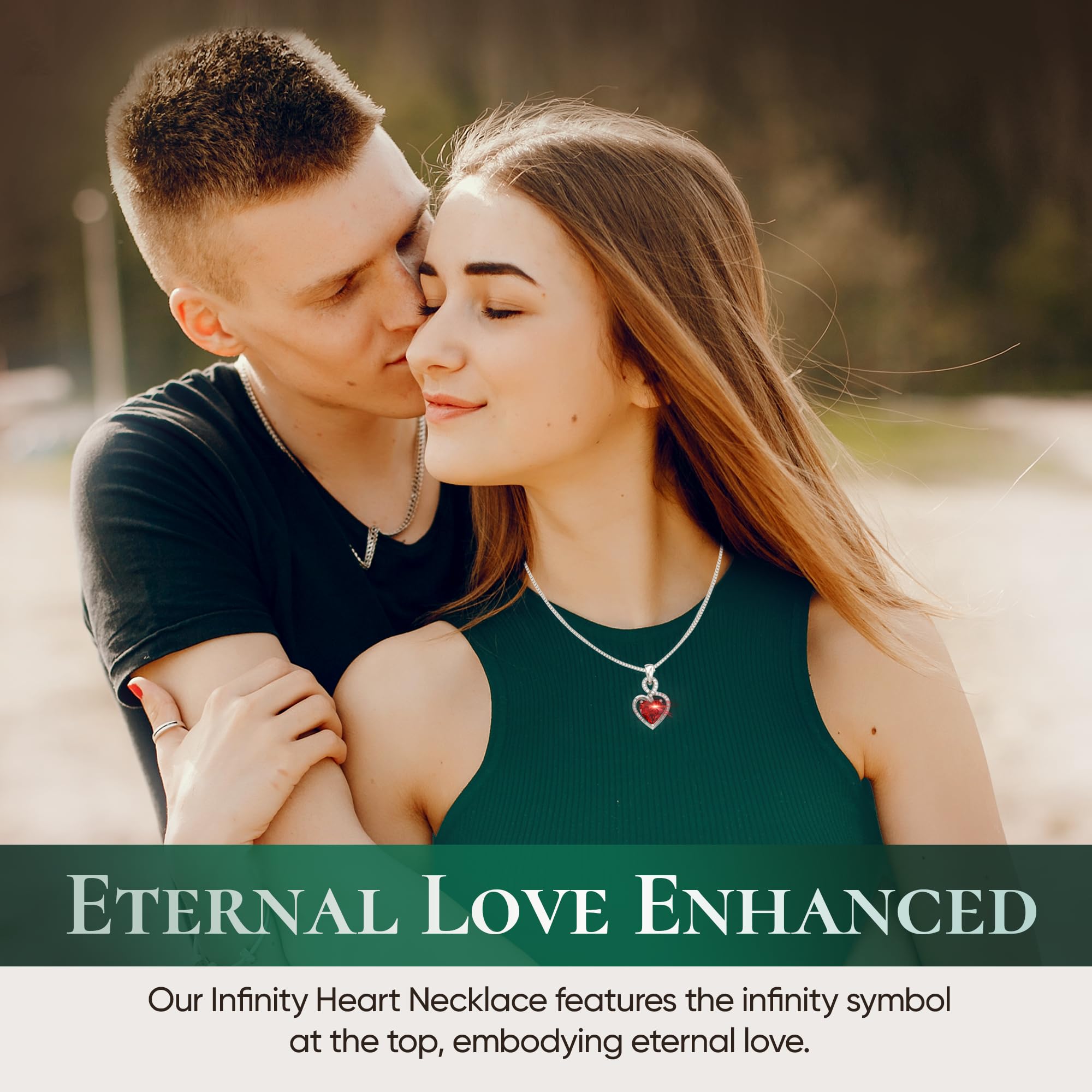 925 Sterling Silver Infinity Heart Necklace with Birthstone - Romantic Valentine's Day Gift for Her, Wife, Girlfriend or Mom | Elegant Jewelry with Gift Box | Perfect for Anniversaries, Birthdays & Special Occasions