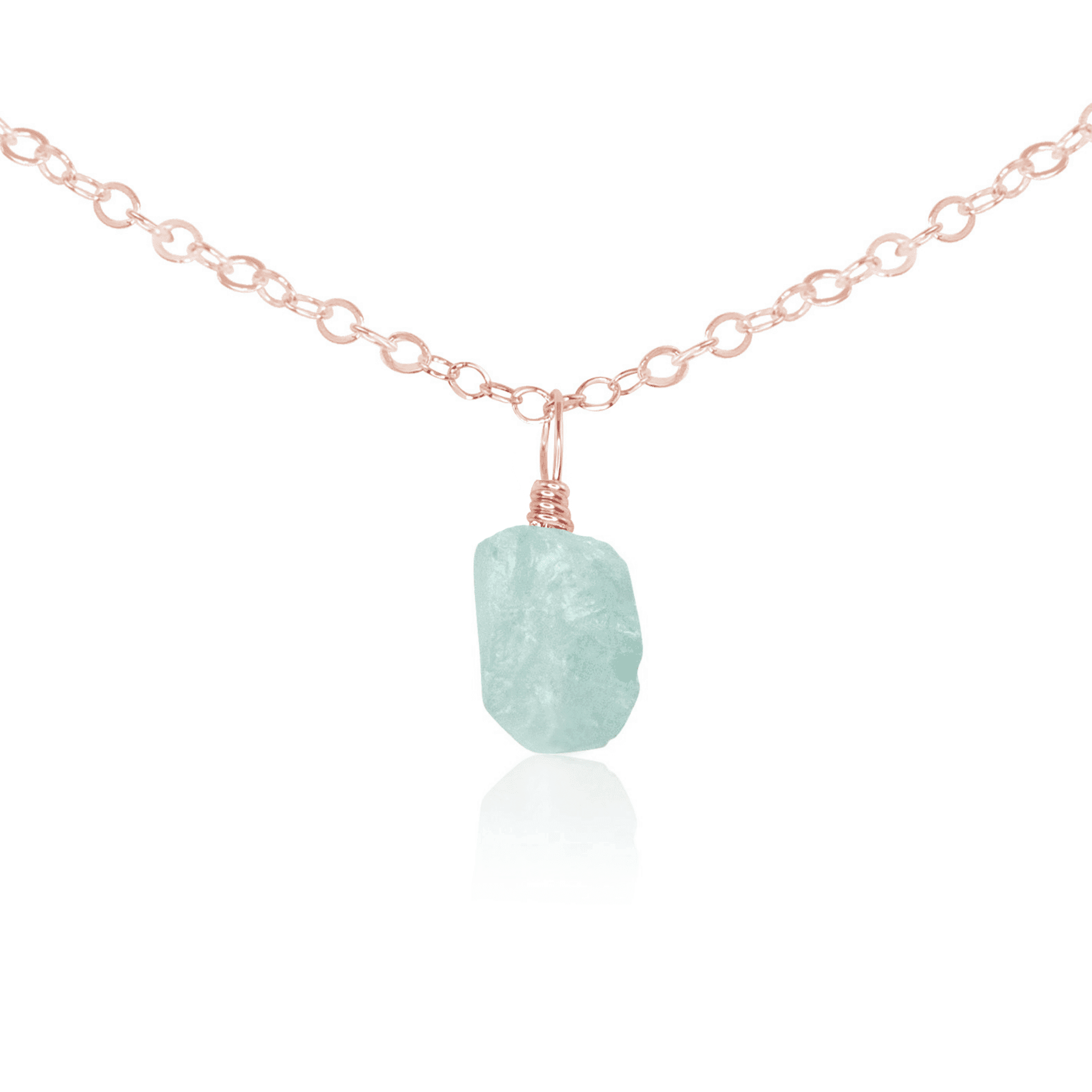 Tiny Rough Aquamarine Gemstone Pendant Choker Necklace - Natural Blue Stone Jewelry for Women - Perfect for Boho Style, Beach Wedding & Everyday Wear