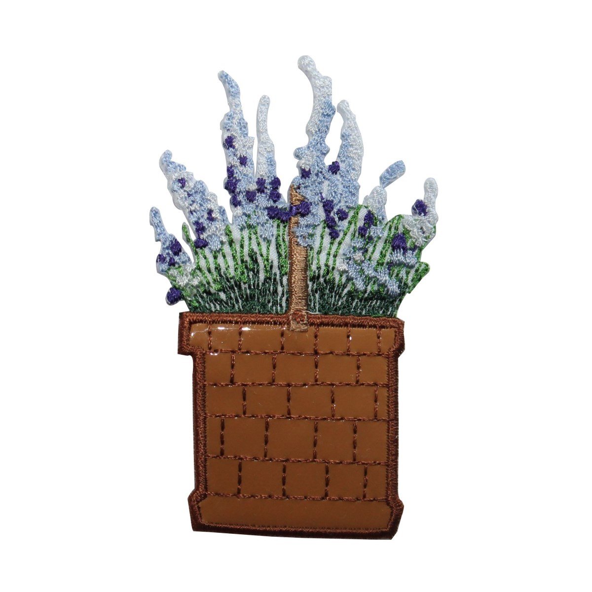 ID 7075 Wildflower Vinyl Basket Embroidered Iron-On Patch for DIY Crafts, Clothing, Hats & Bags - Perfect for Garden-Themed Decor & Fashion Accessories