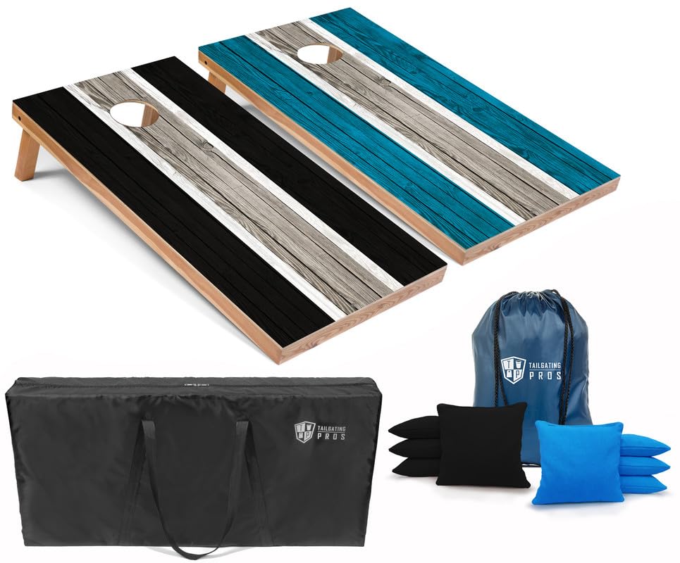 Premium LED Cornhole Board Set with Built-in Striped Lights - 4'x2' Regulation Size, Multicolor LED Lighting, 8 Bean Bags & Carrying Cases - Perfect for Tailgating, Backyard Parties, and Outdoor Games