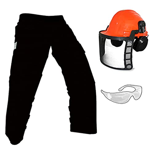 Forester OEM Arborist Forestry Professional Cutter's Combo Kit with Chaps & Helmet (40, Black) - Perfect for Tree Trimming, Logging & Outdoor Safety Work