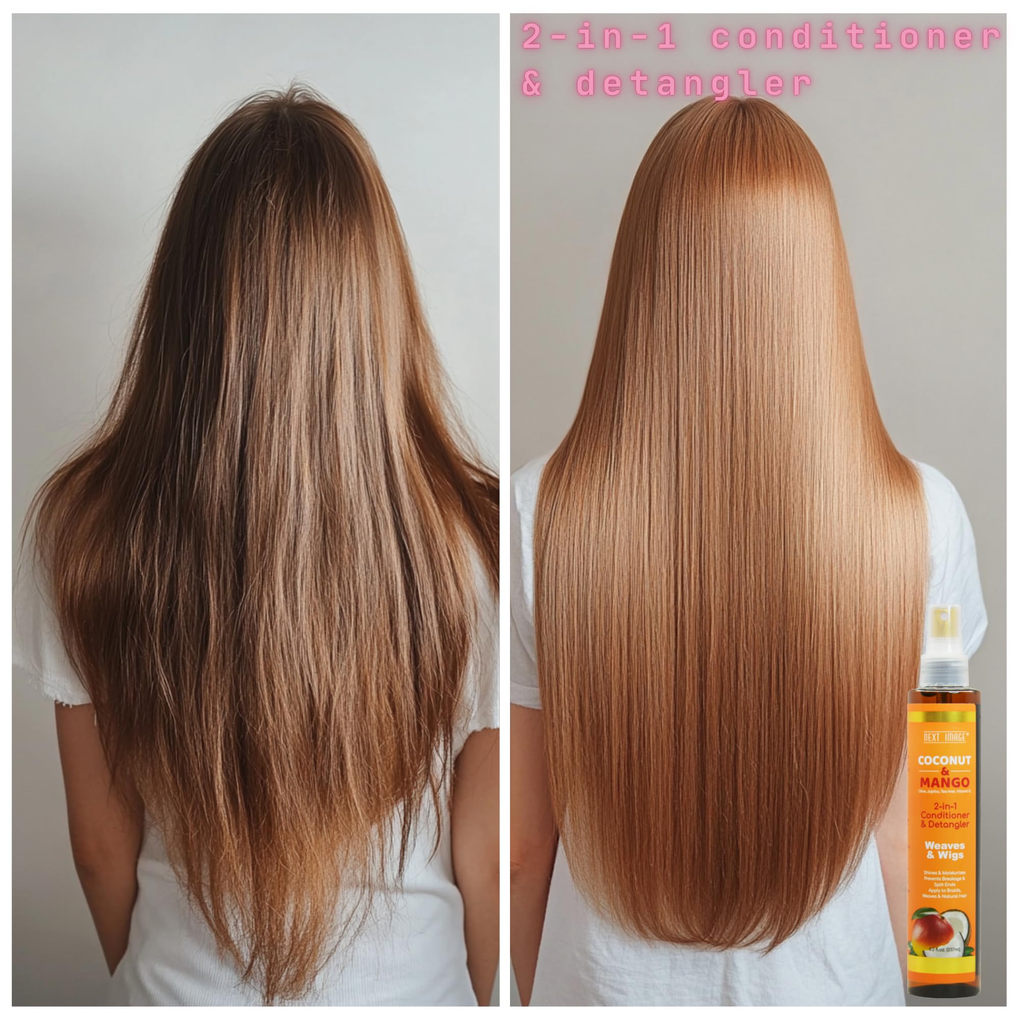 Next Image Coco-Mango 2-in-1 Conditioner & Detangler for Curly Hair - 8 oz Hydrating Leave-In Treatment - Perfect for Daily Hair Care & Frizz Control
