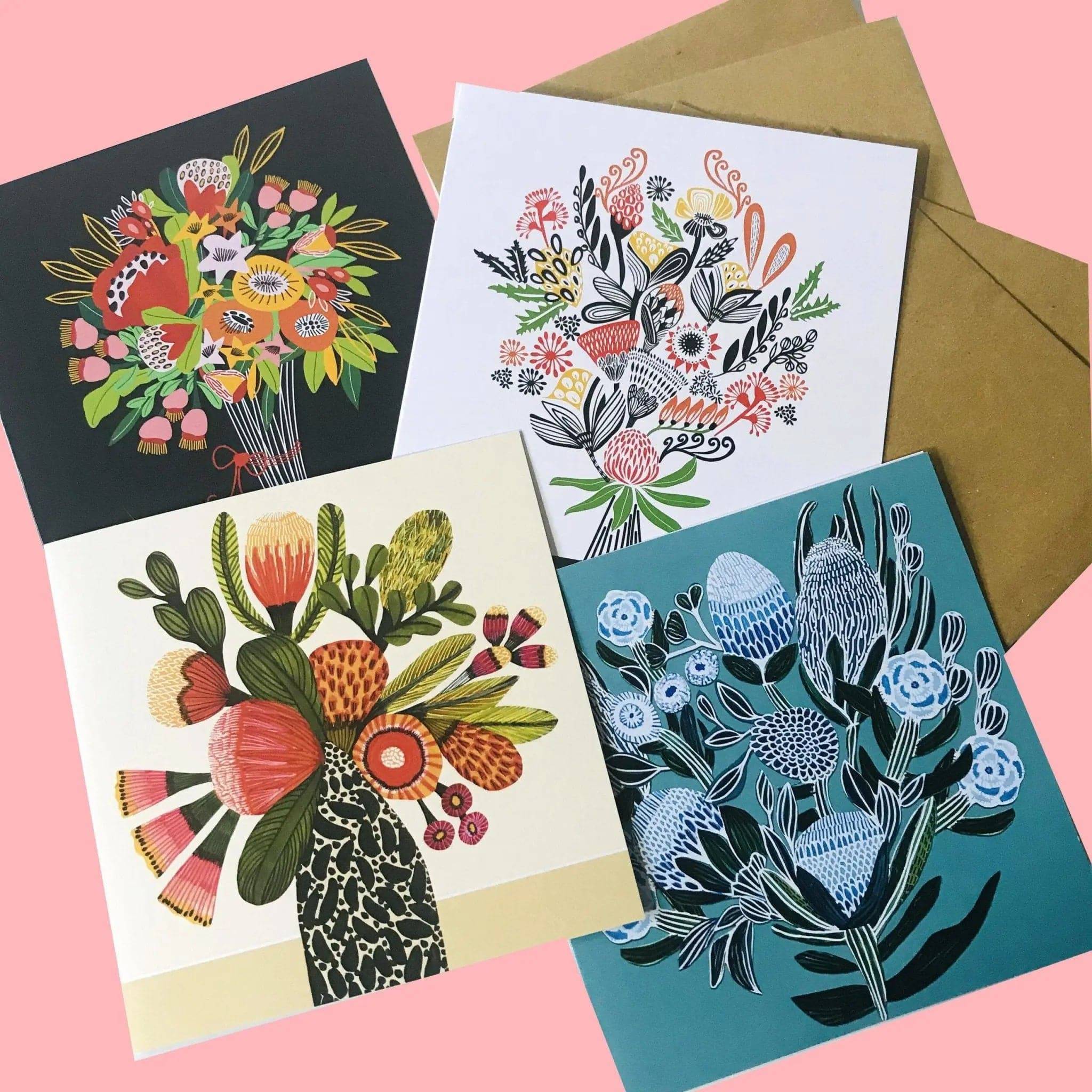 Beautiful Native Flowers Greeting Cards Set - 12 Handmade Floral Stationery for Birthdays, Anniversaries & Thank You Notes - Perfect for Wedding Invitations & Special Occasions