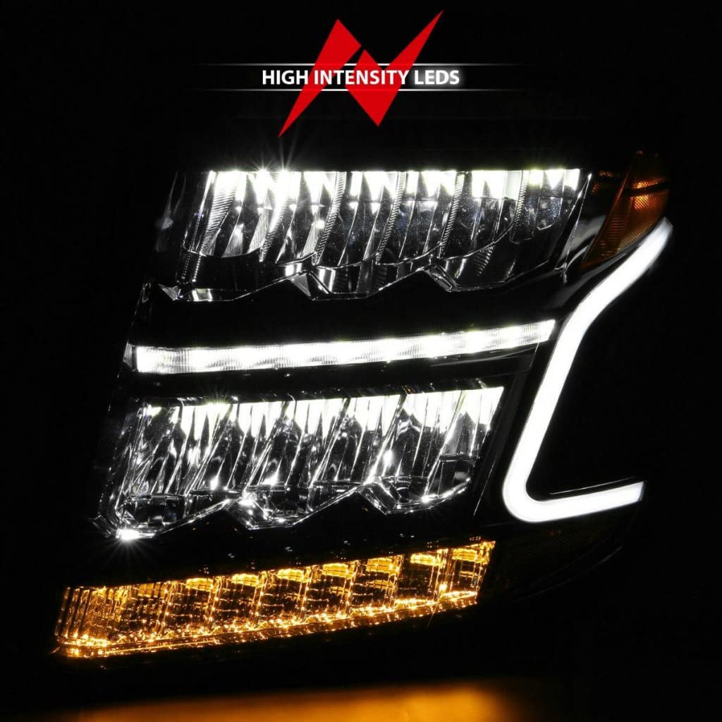 ANZO LED Light Bar Style Black Headlights for 2015-2020 Chevy Suburban | 111478 | Upgrade Your Truck's Lighting for Off-Road & Night Driving