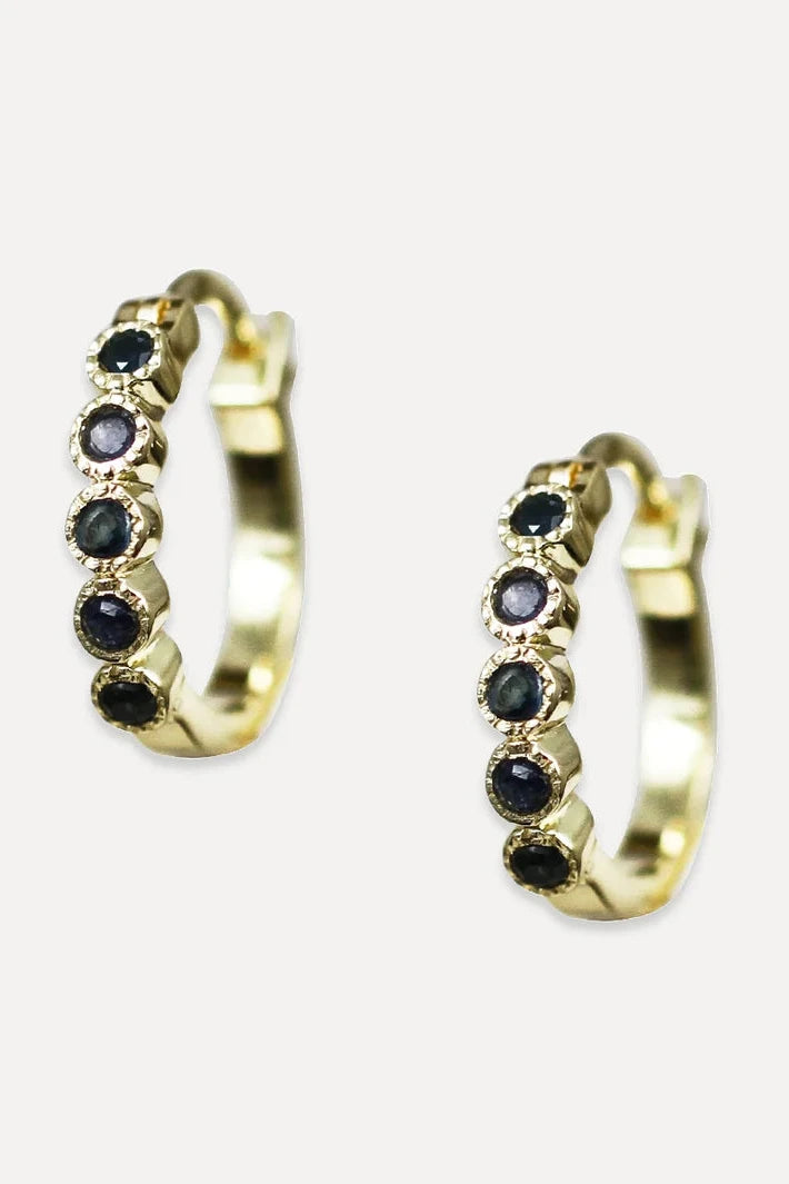 Lola Huggies Blue Sapphire Earrings for Women - Elegant Jewelry Gift for Birthday, Anniversary & Special Occasions