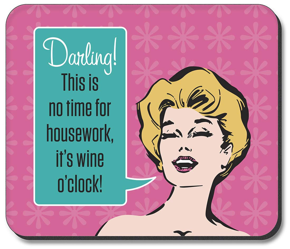 Artistic Mouse Pad with Wine O'clock Design - Non-Slip Gaming & Office Desk Mat for Computers, Laptops - Perfect for Home, Office & Gaming Setups