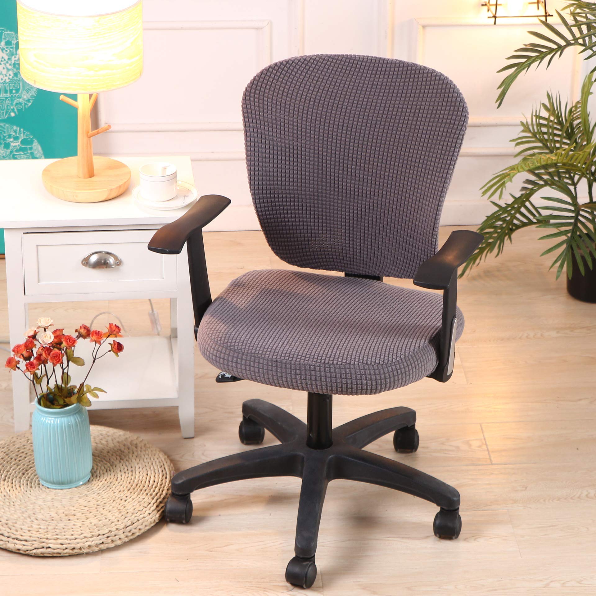 Yikko Elastic Stretch Dining Chair Covers - Super Fit Anti-Dust Spandex Slipcovers for 15-20 Inch Chairs | Washable & Removable Kitchen Seat Protectors (Grey) - Perfect for Dining Rooms, Offices & Home Decor