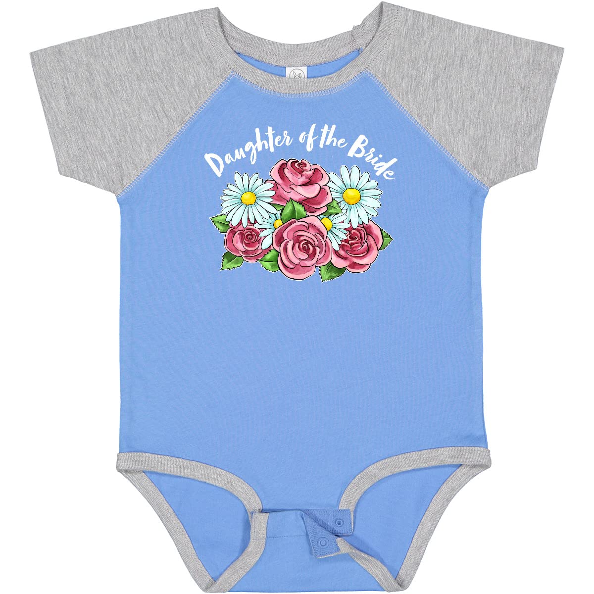 Inktastic Daughter of The Bride Roses and Daisies Baby Bodysuit - Cute Floral Outfit for Wedding Party, Baby Shower & Family Photos