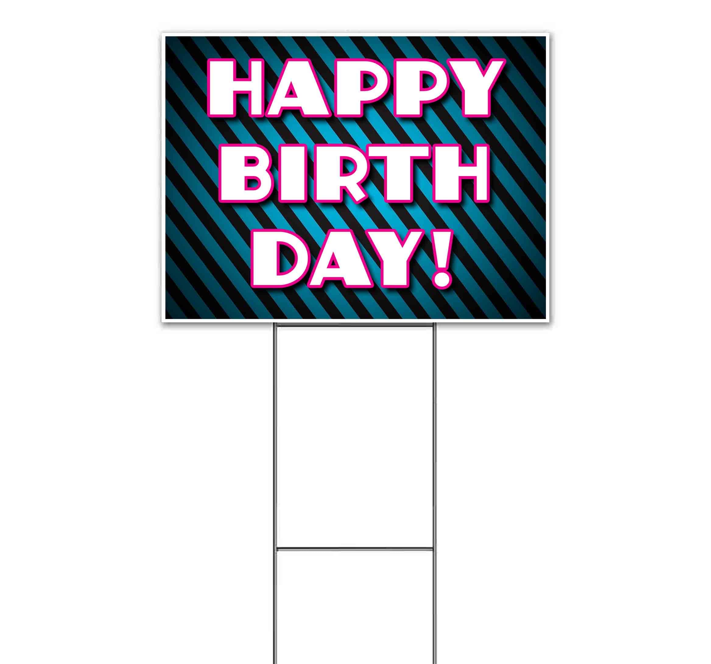 Happy Birthday Yard Sign 18x24 Inches - Metal Step Stake Included | Bulk Discounts & Multi-Packs | Outdoor Advertising & Party Decorations | Made in USA