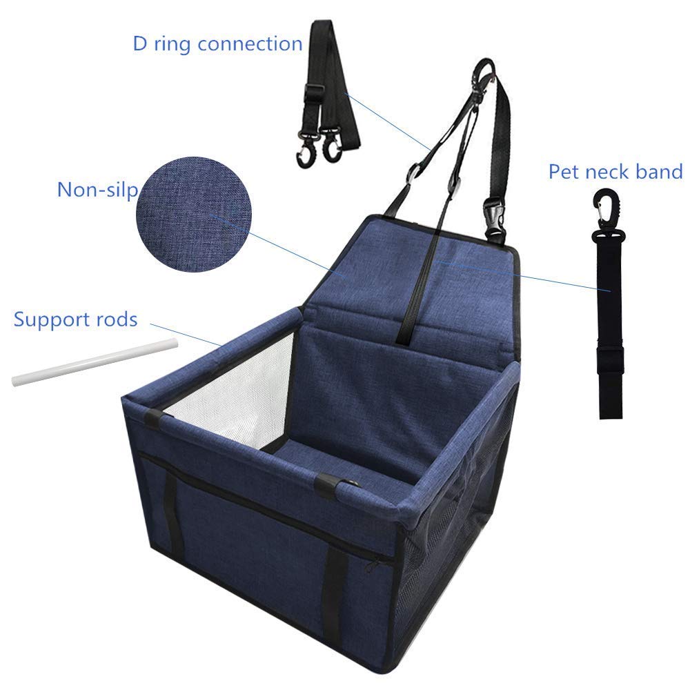 Upgraded Pet Car Booster Seat with Safety Leash - Travel Carrier for Small Dogs & Cats - Perfect for Road Trips