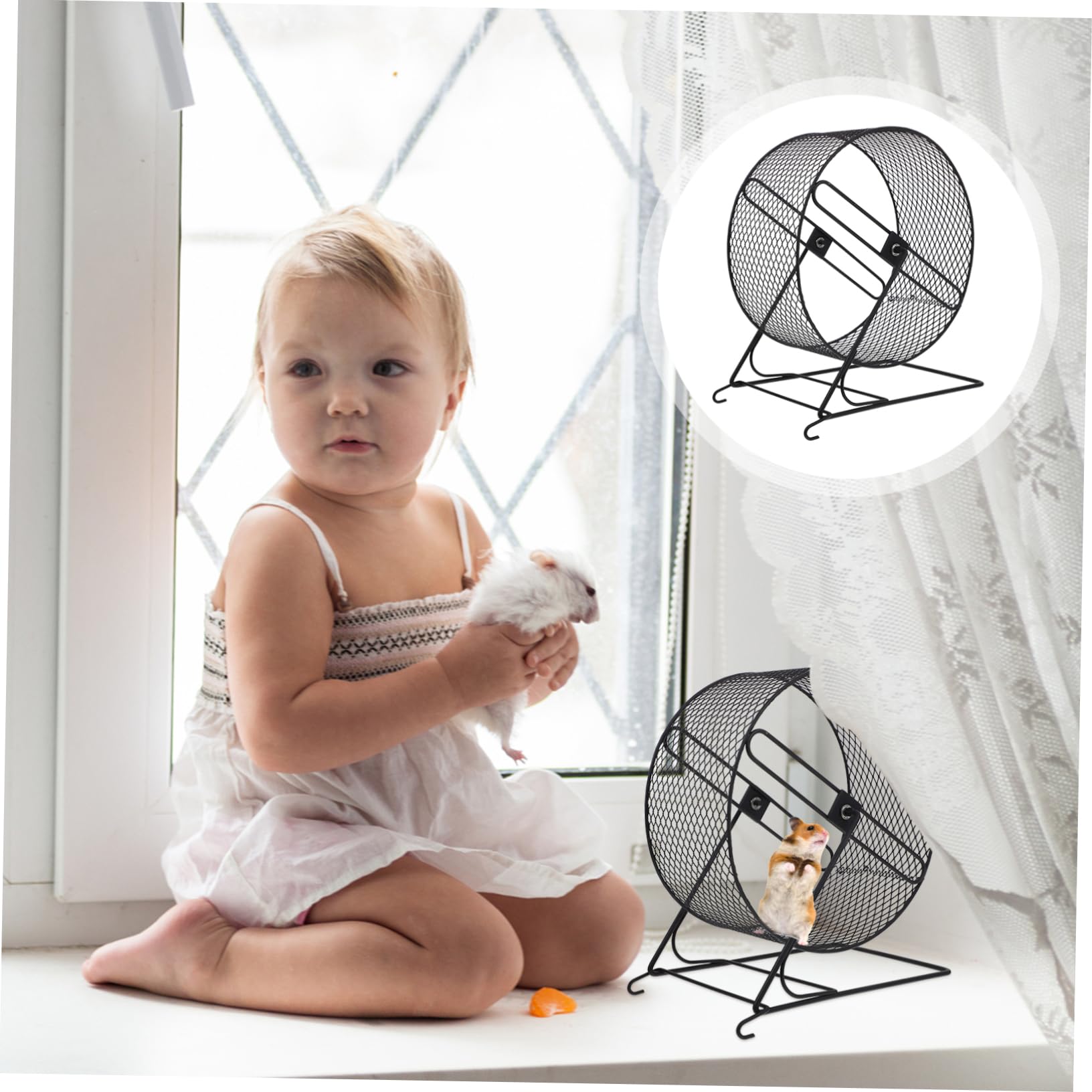 Silent Hamster Exercise Wheel - 21 Inch Black Rat Wheel for Cage, Durable Iron Squirrel Toy Accessories for Hamsters, Squirrels & Small Rodents - Perfect for Pet Exercise & Cage Enrichment