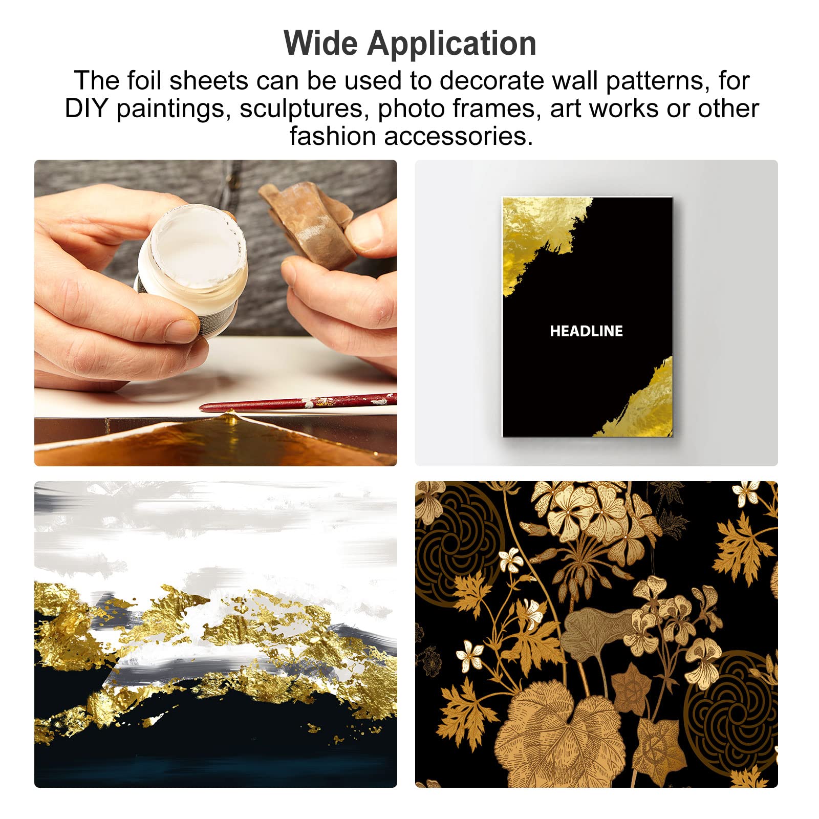 Premium Gold Leaf Foil Sheets for Art & Craft - 5.3 x 5.1 Inch (Pack of 100) - Perfect for Gilding, Painting, Sculpture & DIY Home Decor Projects
