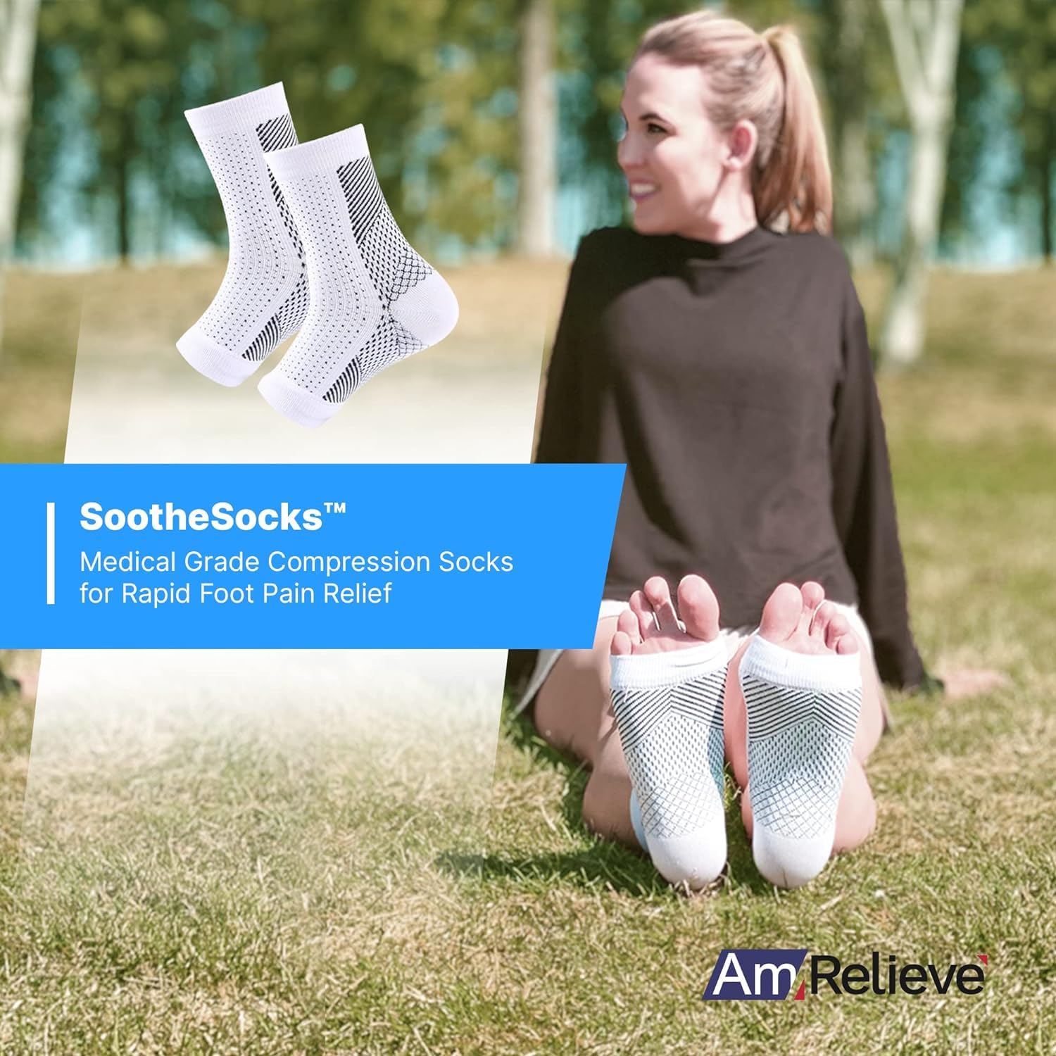 Royaloon Compression Socks for Women & Men - Nylon Zoropie Soothesocks with Ankle Support - Best for Neuropathy, Plantar Fasciitis & Pain Relief - Breathable White Medical Socks (Perfect for Work, Travel & Sports Recovery)