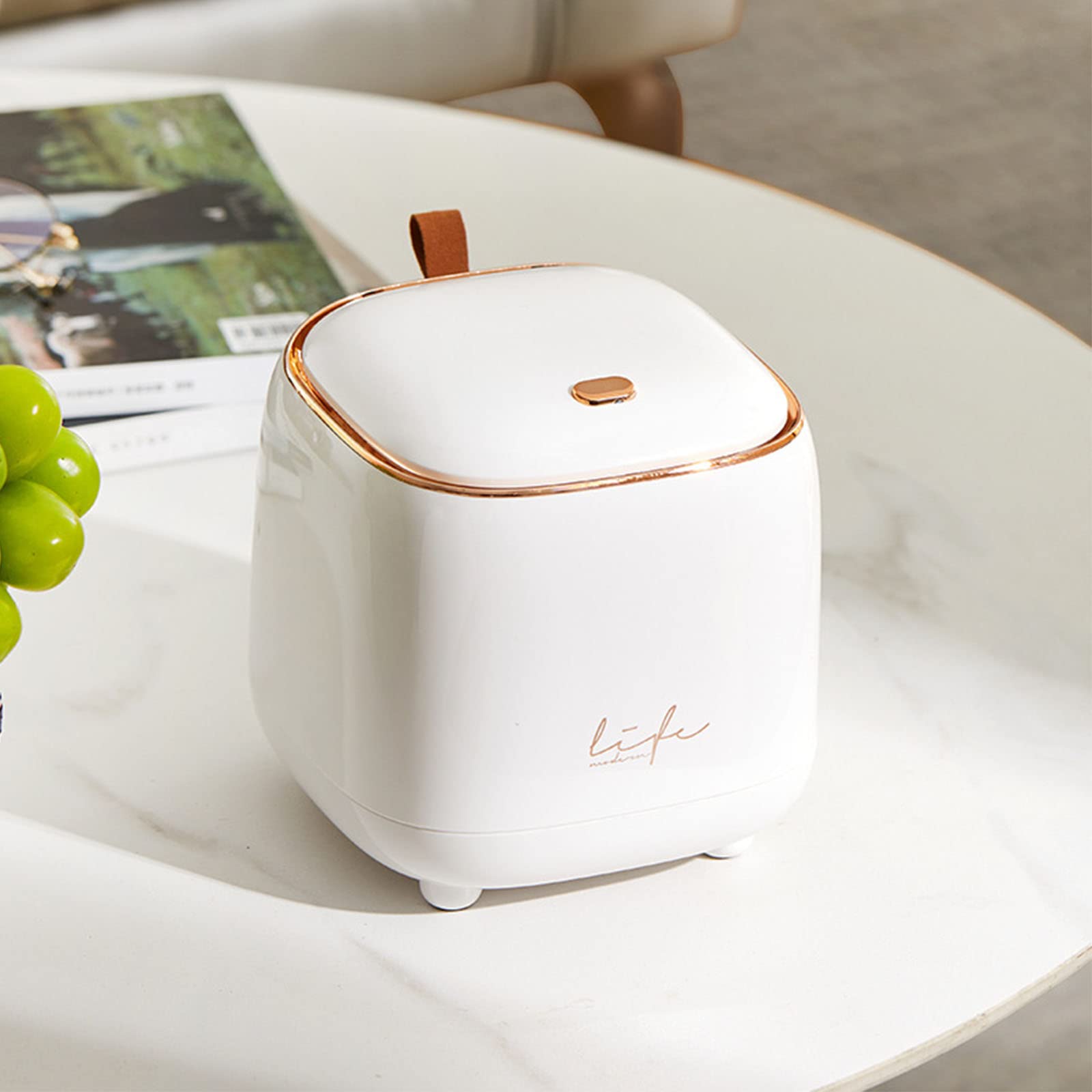 Cuawana Press Trash Can - Mini Desktop Trash Bin with Double Layer Design, Small Waste Basket for Bathroom, Vanity, Office & Bedroom - Perfect for Tabletop Storage & Organization