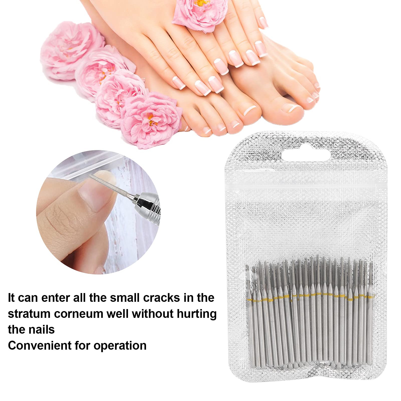 50pcs Nail Drill Bits Kit for Manicure & Acrylic Removal - Salon & Home Use