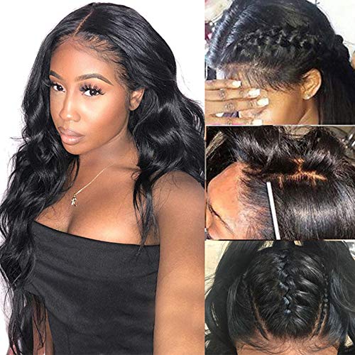 Brazilian Body Wave 360 Lace Frontal Wig - Pre Plucked with Baby Hair, Full End Remy Human Hair, Wet & Wavy, Glueless Lace Front Wig for Women (Can Bleach Knots) - Perfect for Daily Wear, Parties & Special Occasions