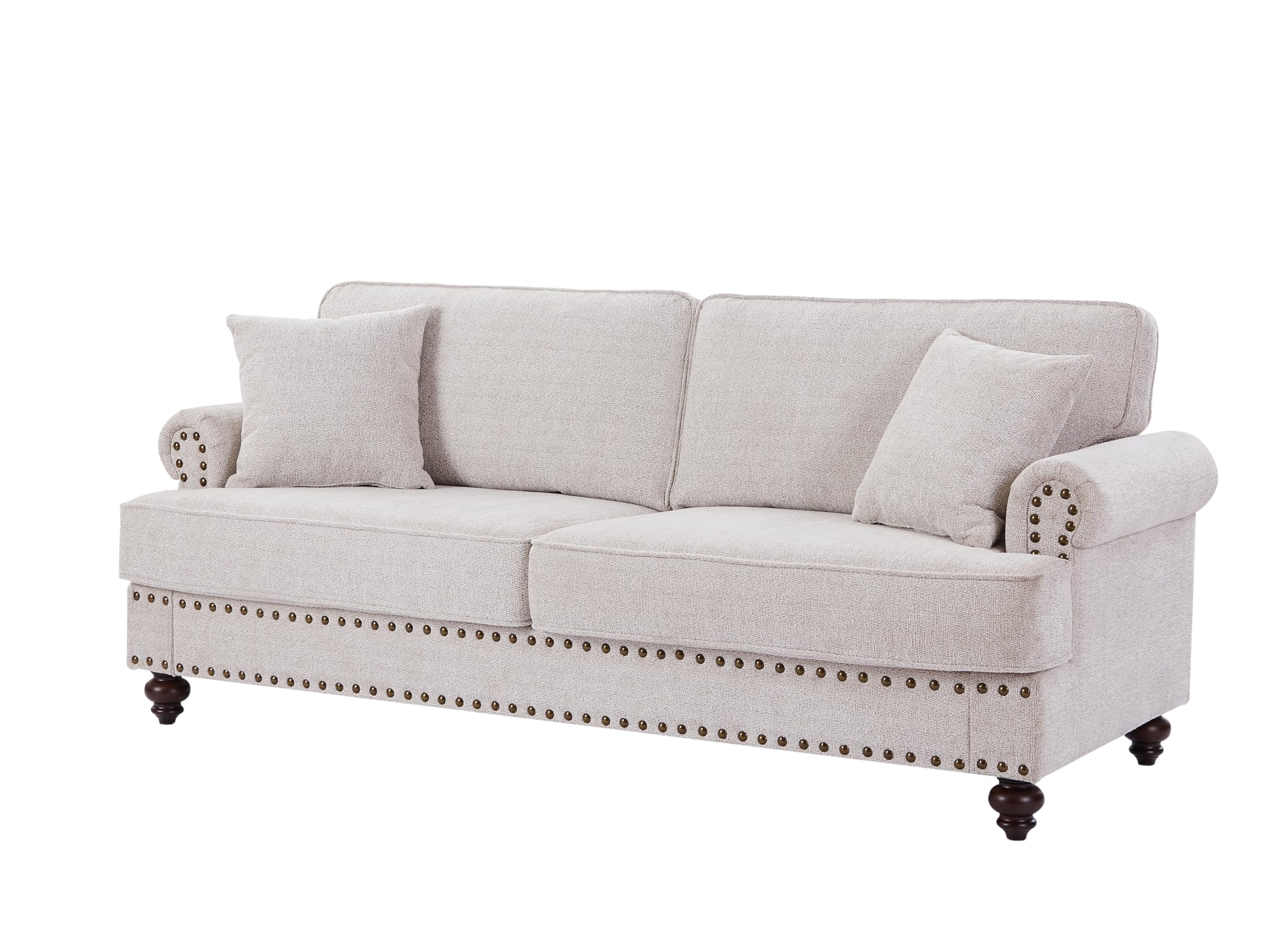 FANYE 3-Piece Chenille Upholstered Living Room Sofa Set with Armchair, Loveseat & 3-Seater Couch - Button Tufted Design with 4 Pillows & Nailhead Decor for Home, Office & Apartment - Perfect for Family Gatherings, Movie Nights & Relaxing