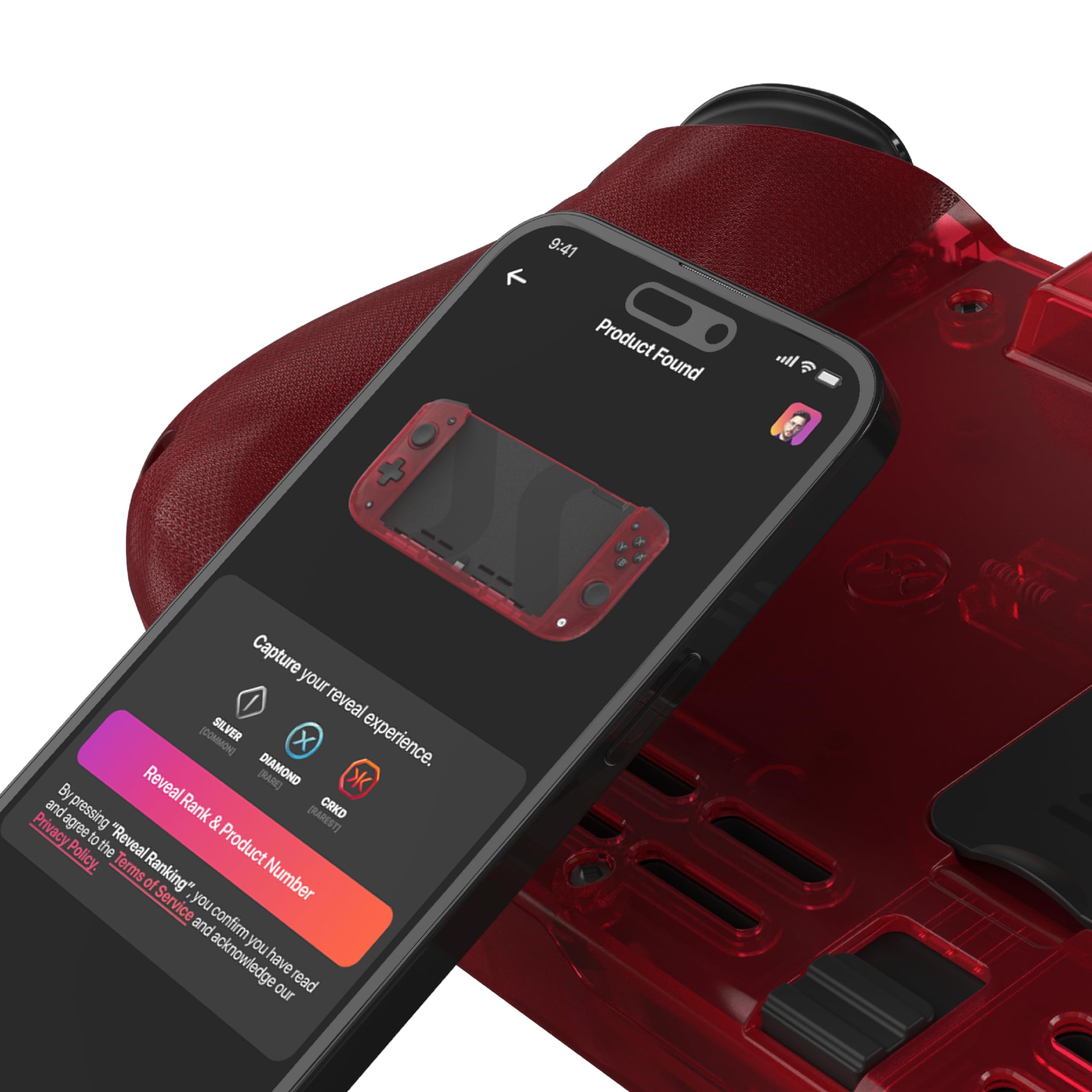 CRKD Nitro Deck Crystal Collection with Carry Case - Professional Handheld Controller with Zero Stick Drift for Nintendo Switch & OLED (Atomic Red) | Perfect for Gaming on the Go, Travel & Competitive Play